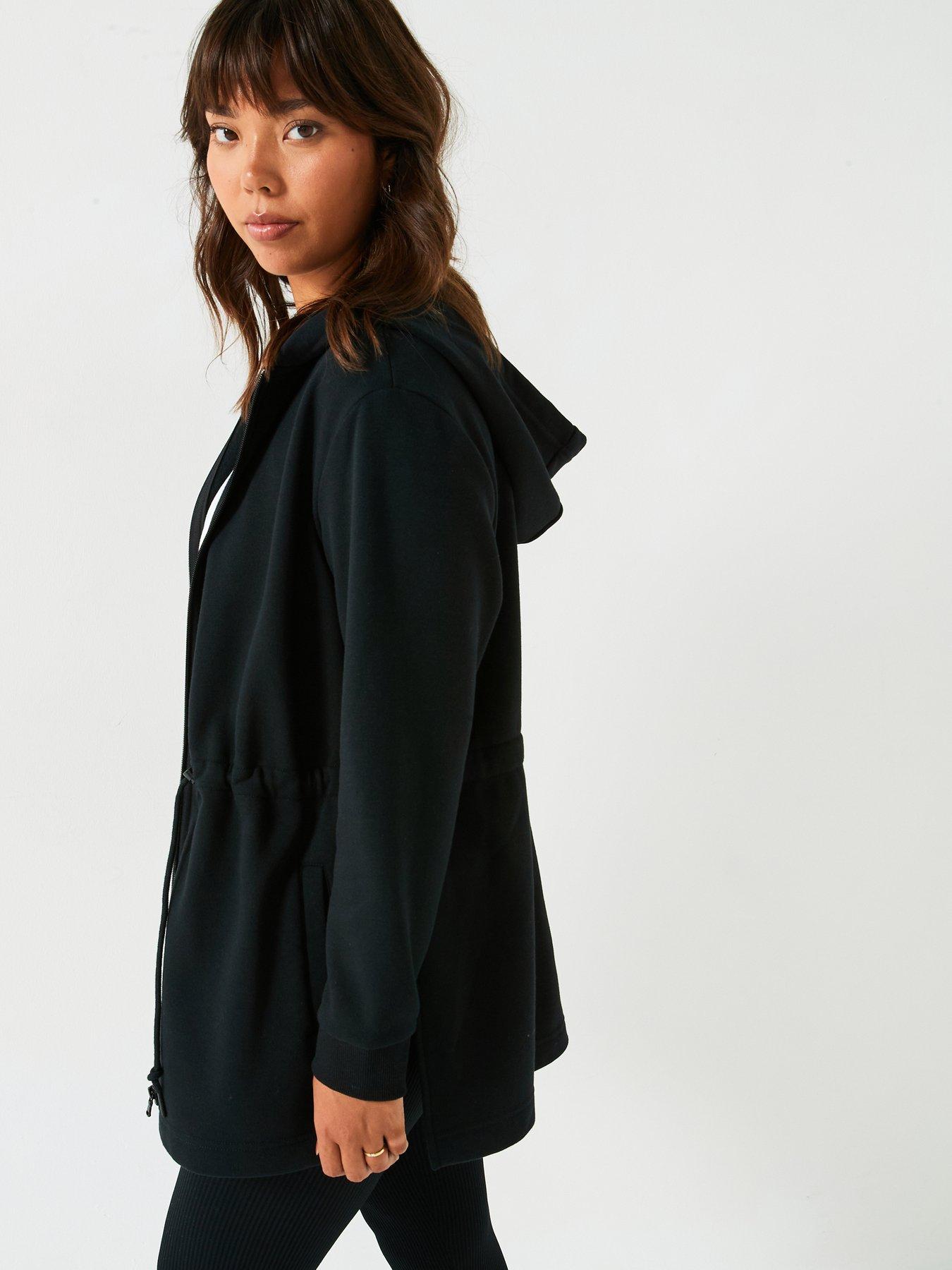 Image 6 of 6 of The Very Collection Zip Through Tie Waist Hoodie - Black