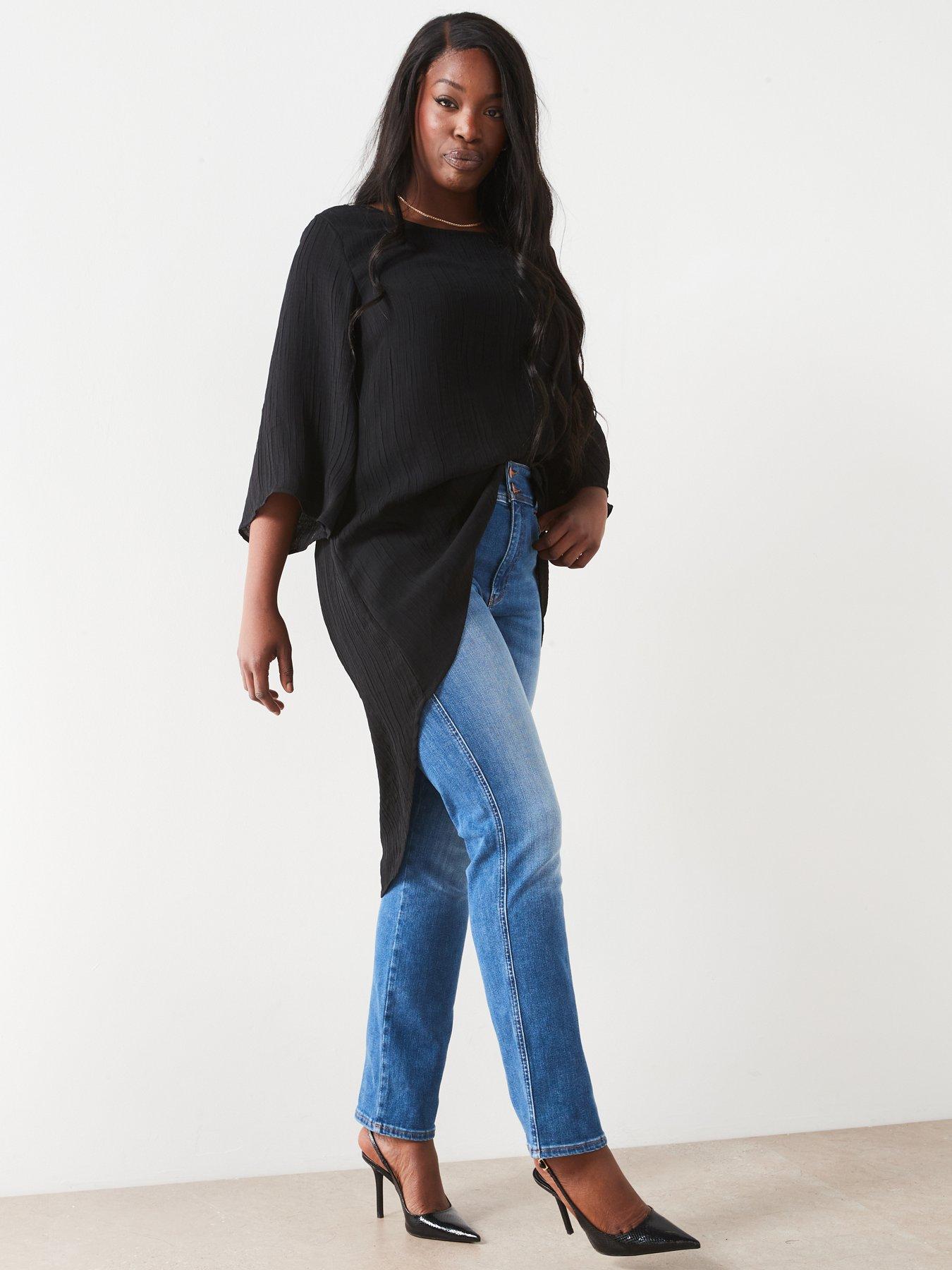 v-by-very-curve-dipped-hem-blouse-blackdetail