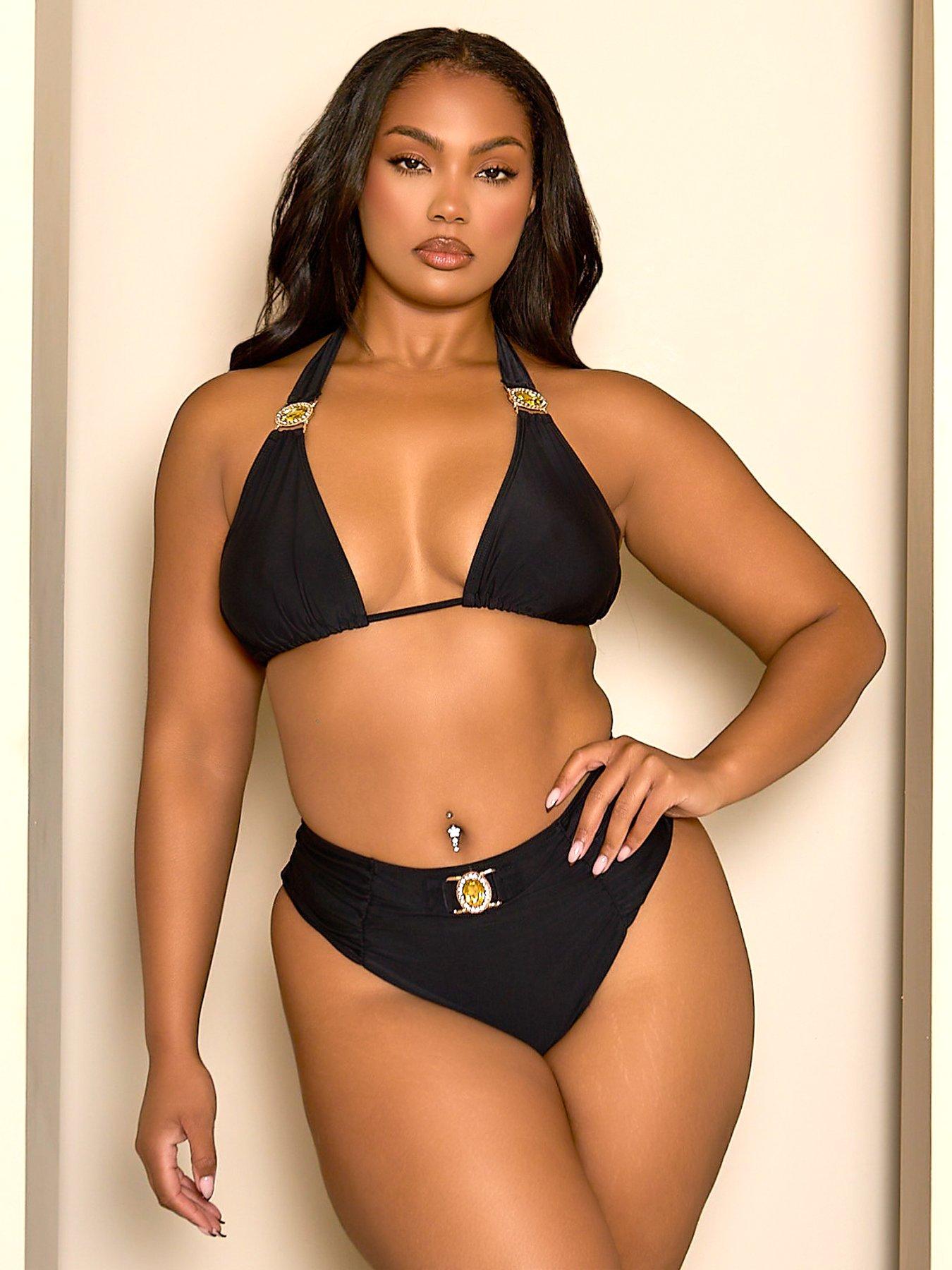 Image 1 of 5 of Moda Minx Curve Amour Triangle Bikini Top In - Black