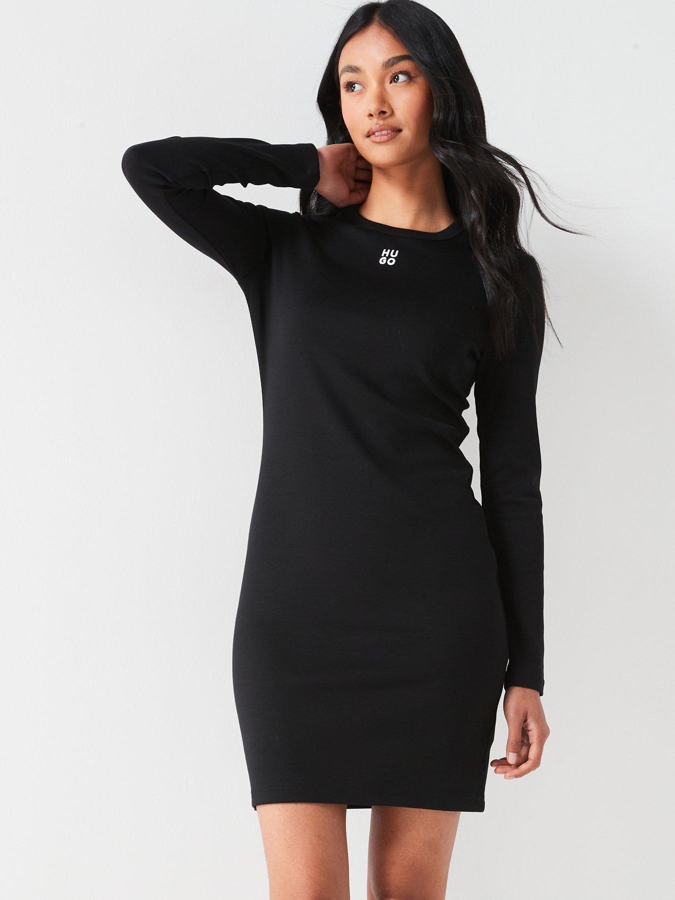 hugo-nemalia-long-sleeve-mini-dress-blackfront