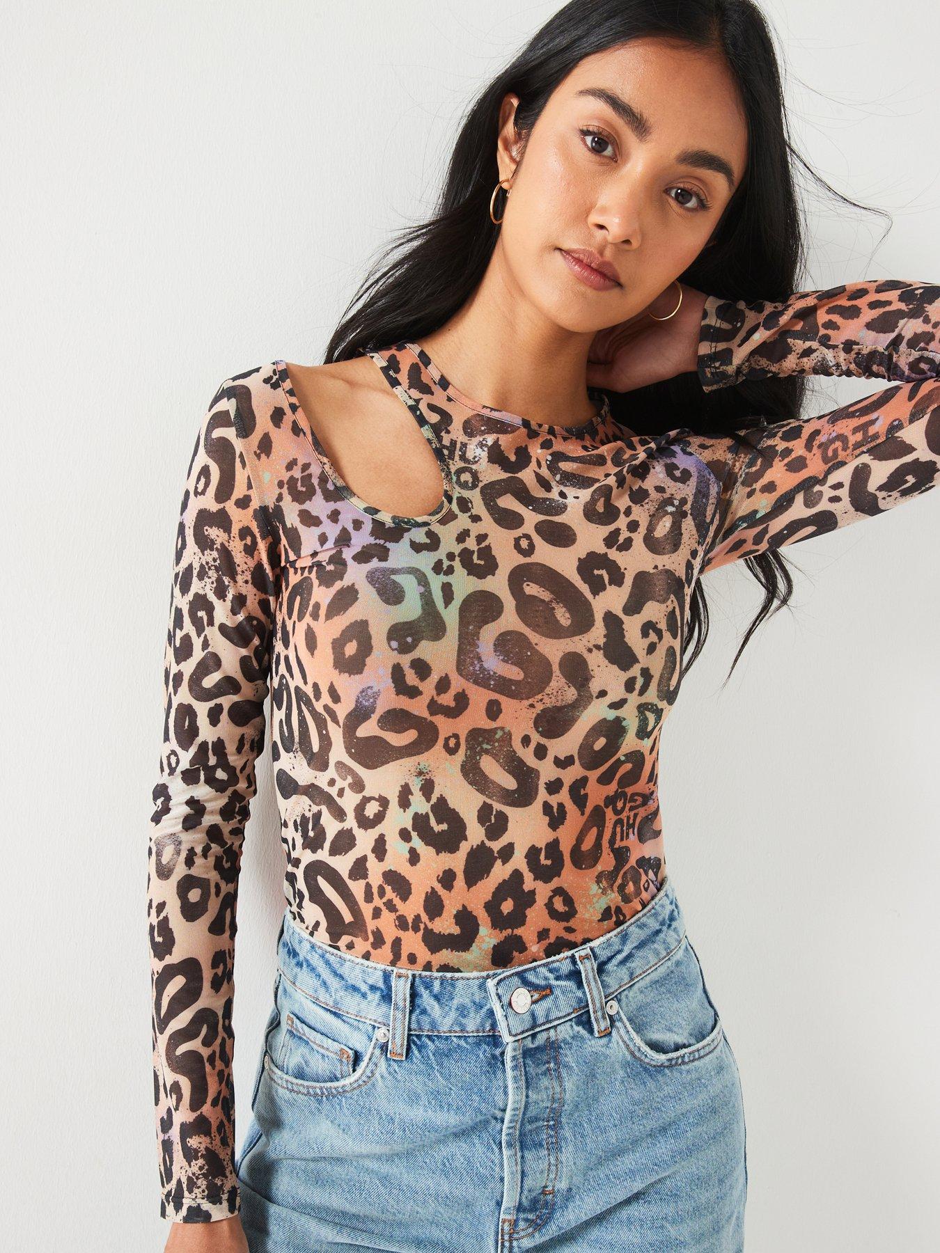 hugo-damecia-cut-out-long-sleeve-leopard-print-top-multi