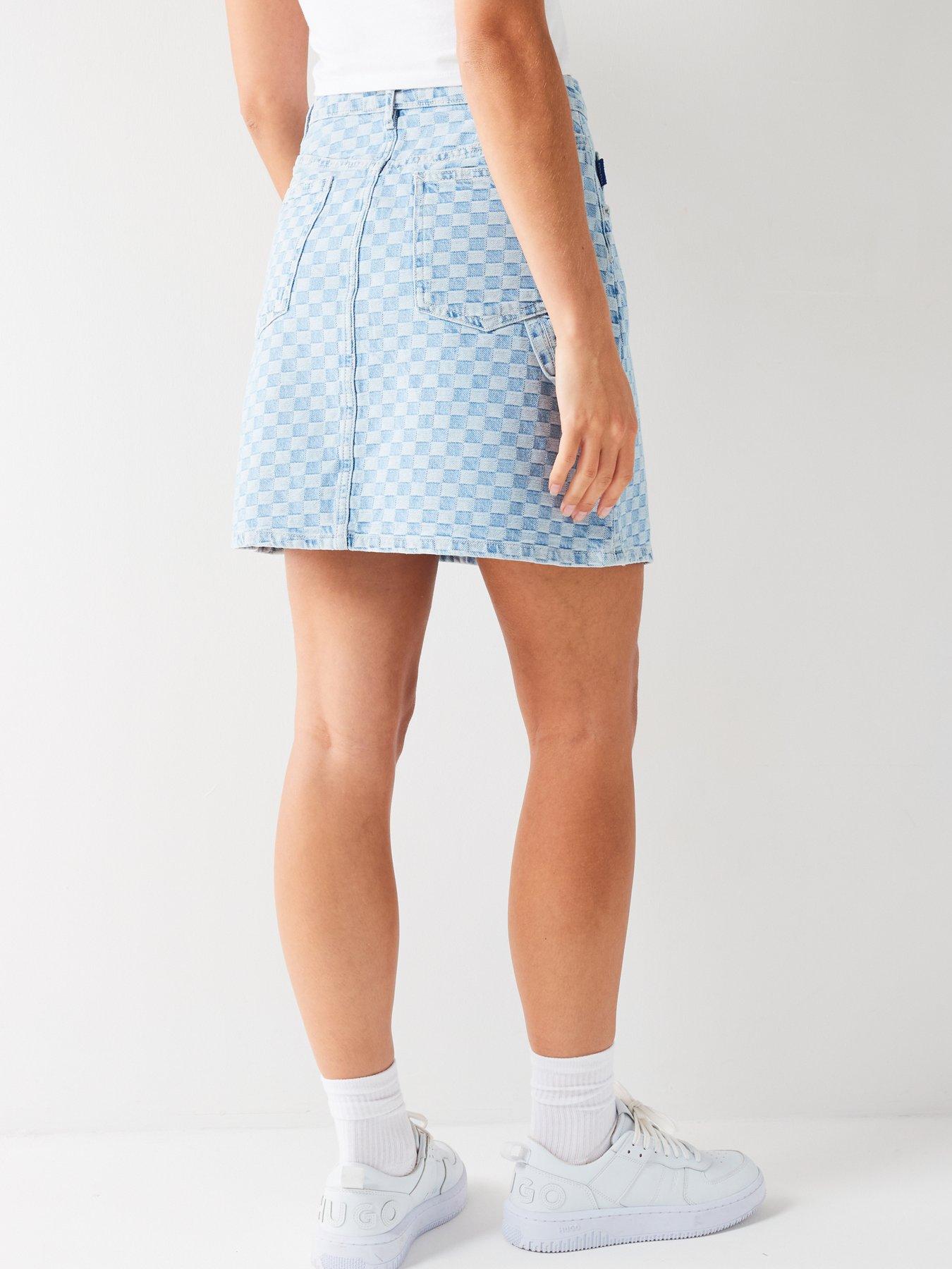 hugo-gami-checkerboard-denim-skirt-bluestillFront