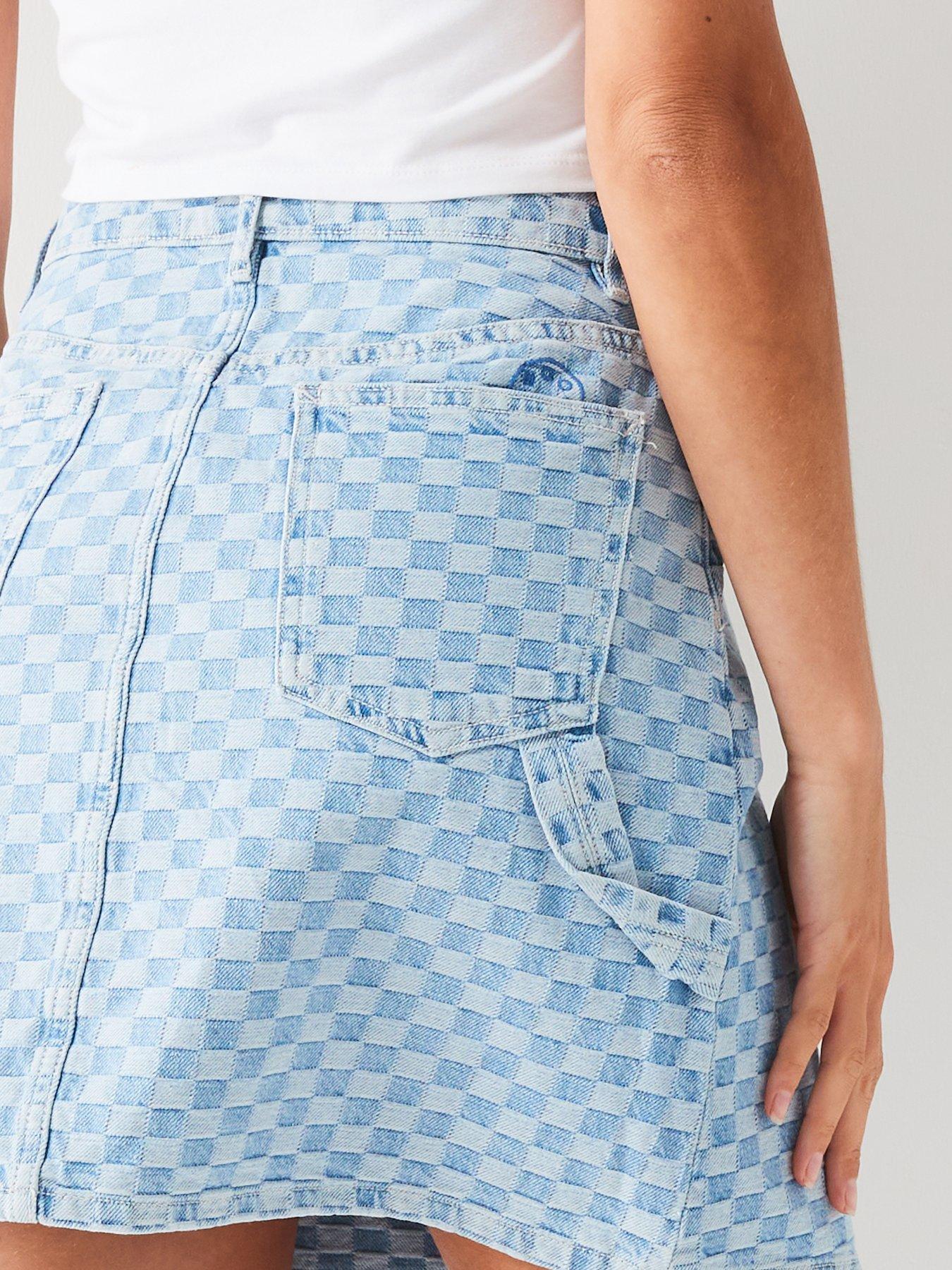 hugo-gami-checkerboard-denim-skirt-blueoutfit