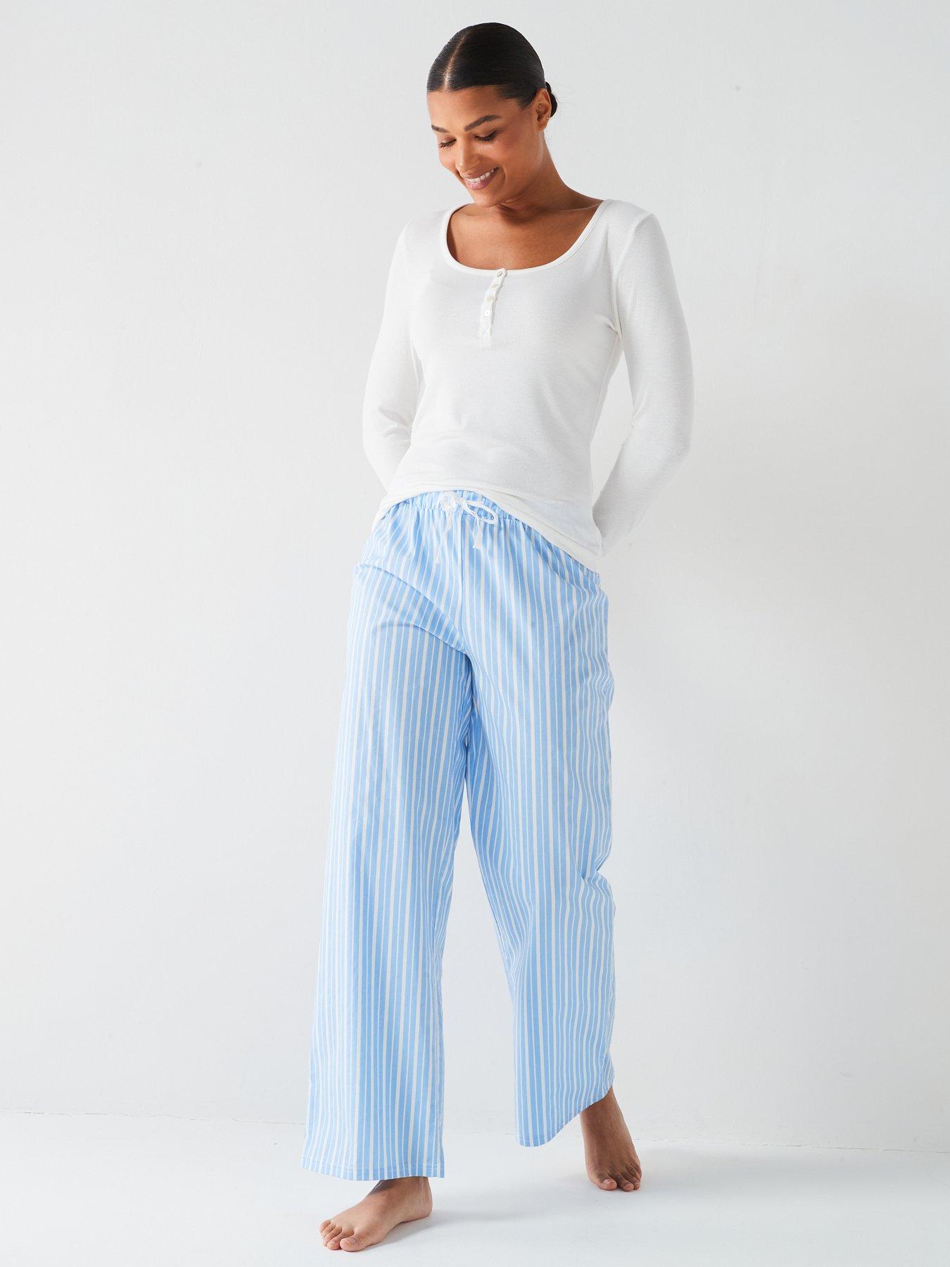 v-by-very-long-sleeve-henley-top-with-stripe-wide-leg-pj-set-blueback