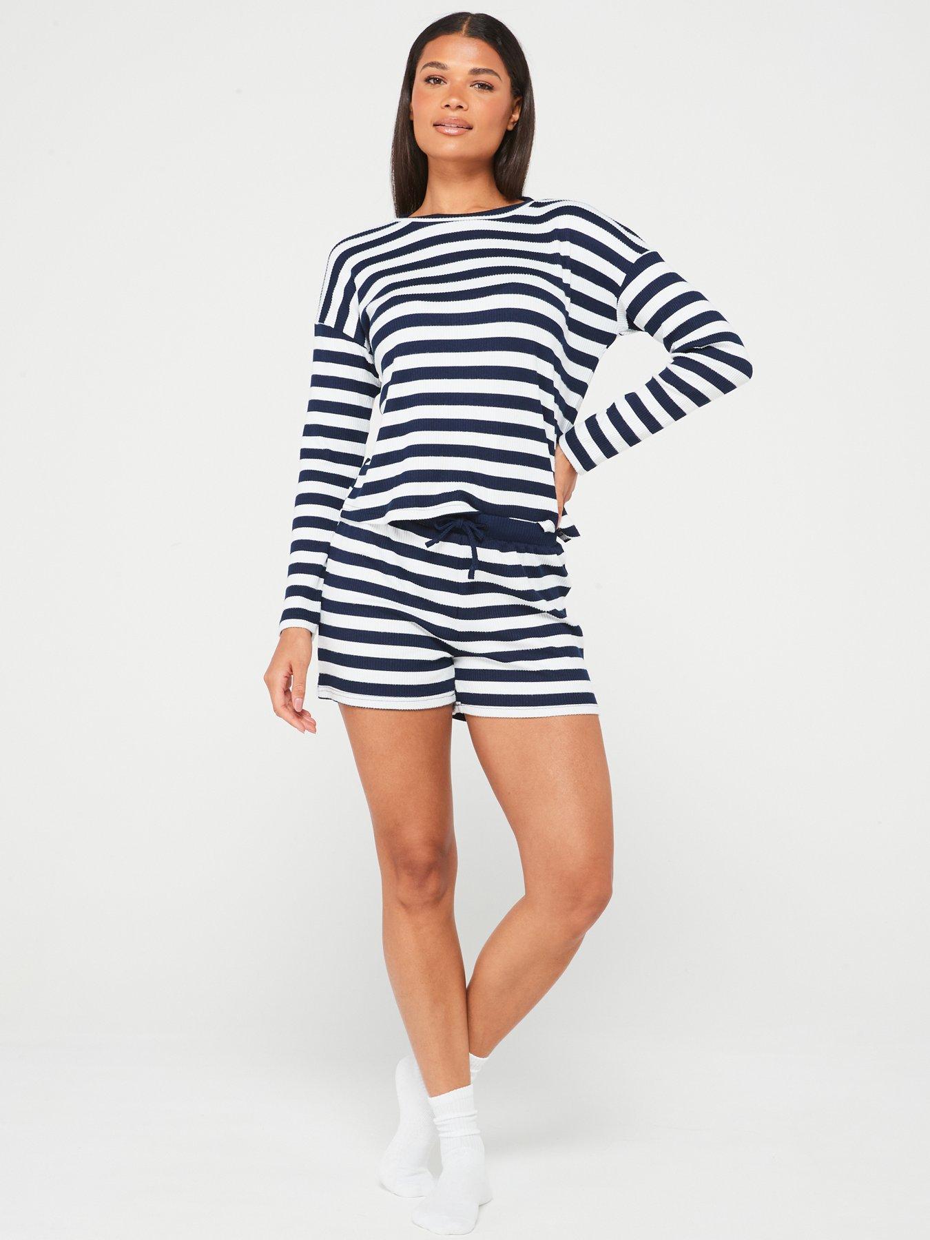 v-by-very-long-sleeve-top-and-shorts-stripe-pj-set-navywhiteback