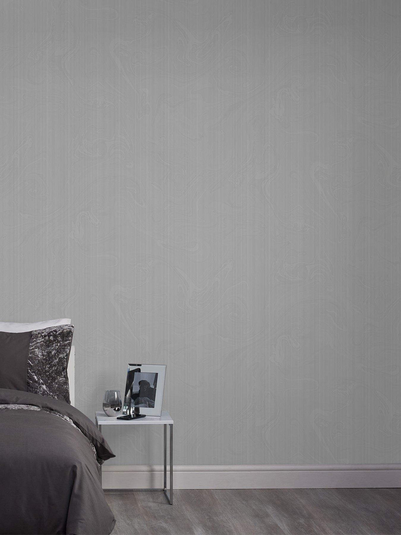 undefined Glitter Stria - Silver Wallpaper