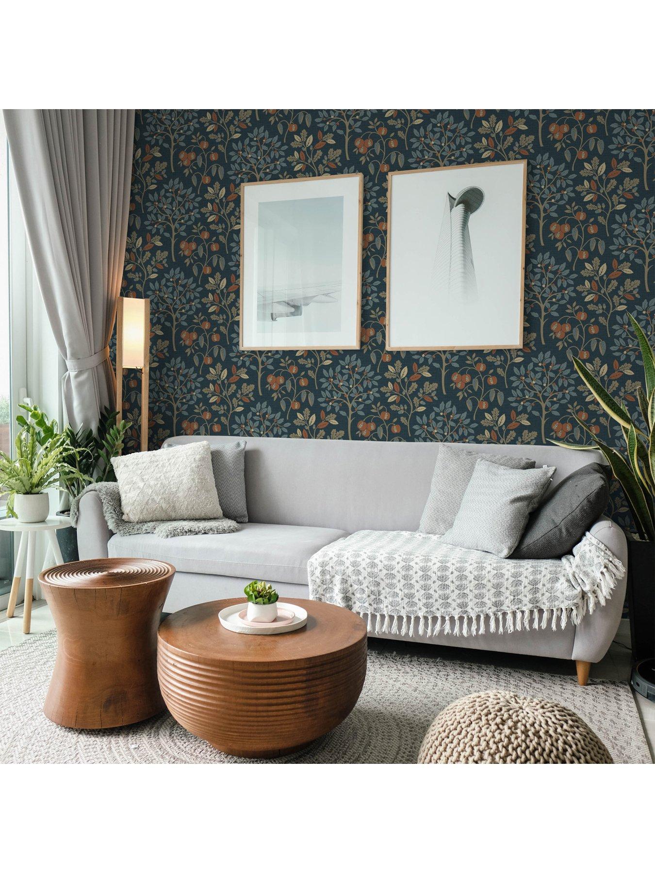 Image 4 of 5 of Fine Decor Rowan Autumn Trees Wallpaper in Navy