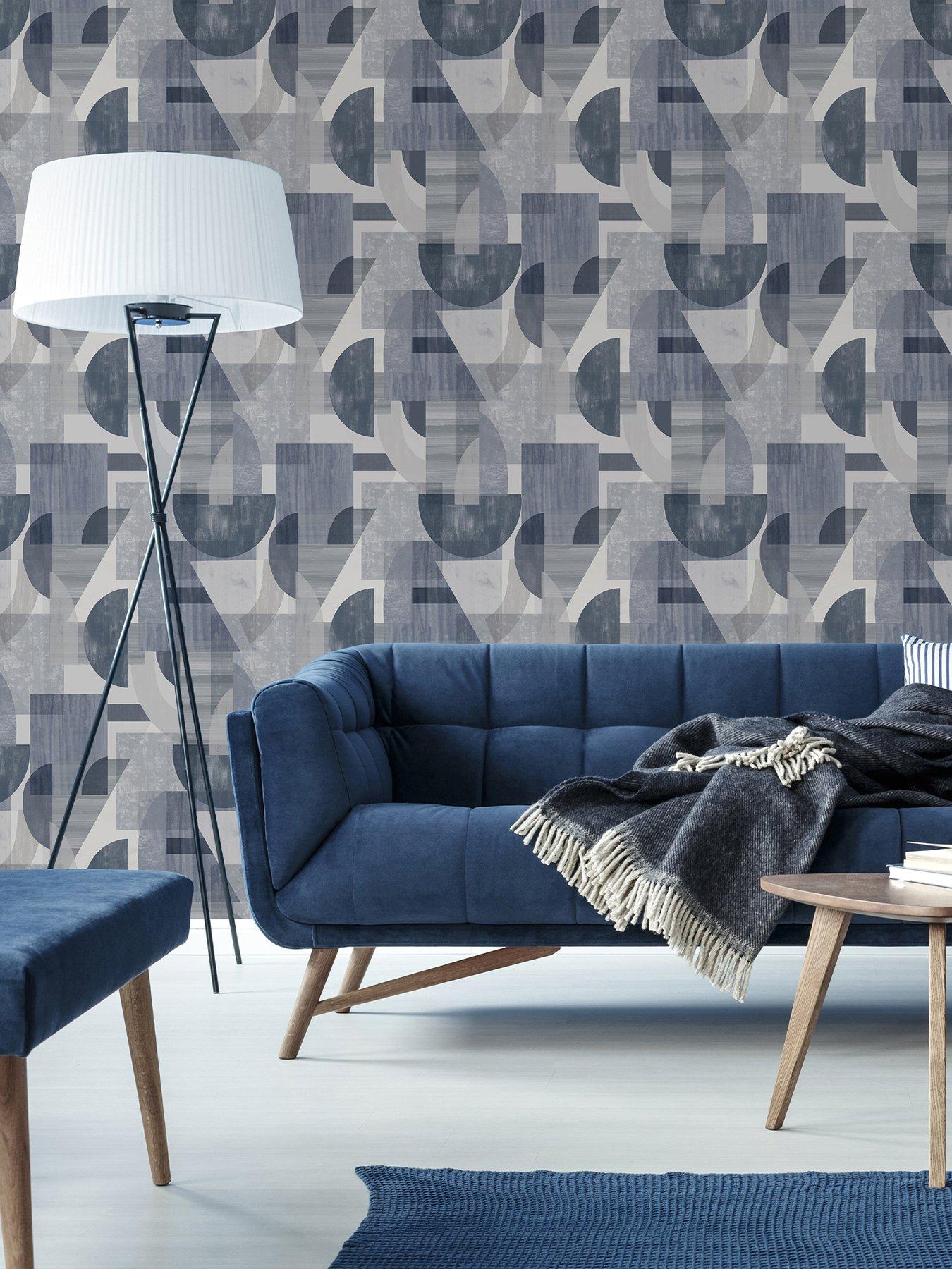 undefined Abstract Geo - Navy Wallpaper