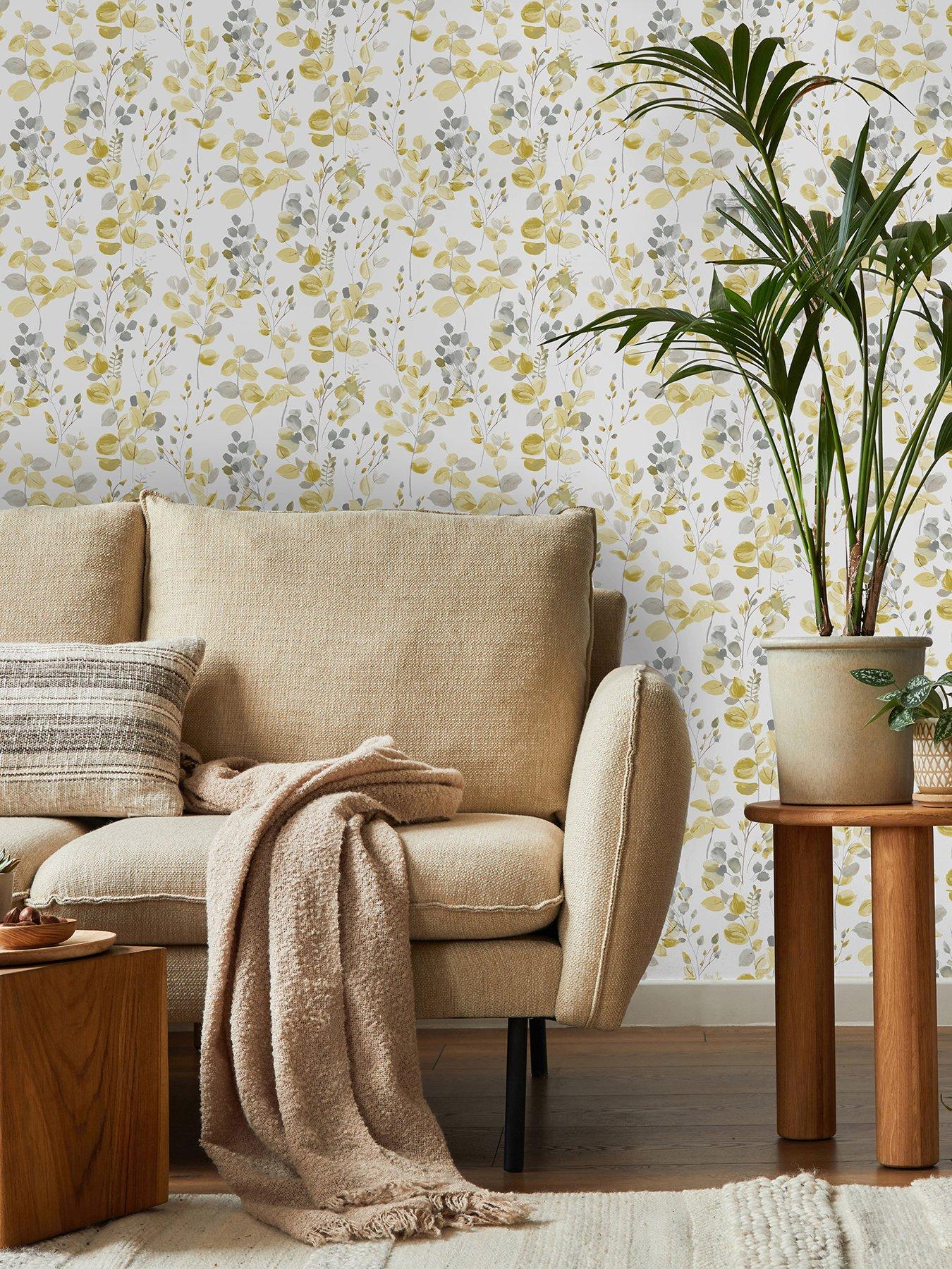 undefined Watercolour Leaves Ochre Wallpaper