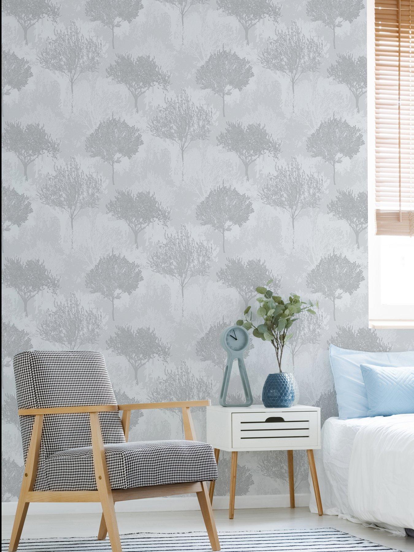 undefined Birch - Silver Wallpaper