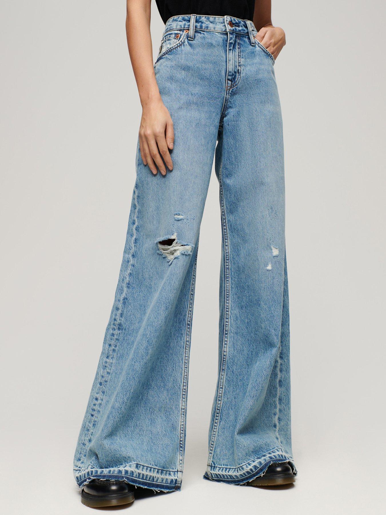 superdry-raw-hem-wide-leg-flare-jeans-blue