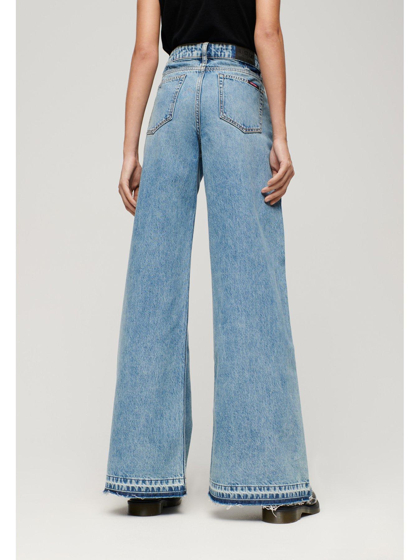 superdry-raw-hem-wide-leg-flare-jeans-bluestillFront