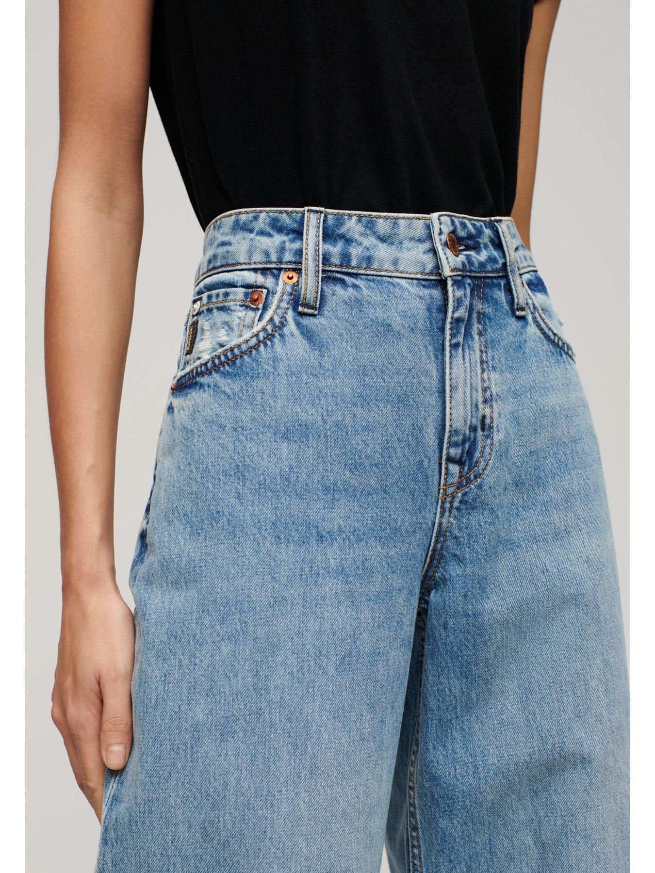 superdry-raw-hem-wide-leg-flare-jeans-blueoutfit