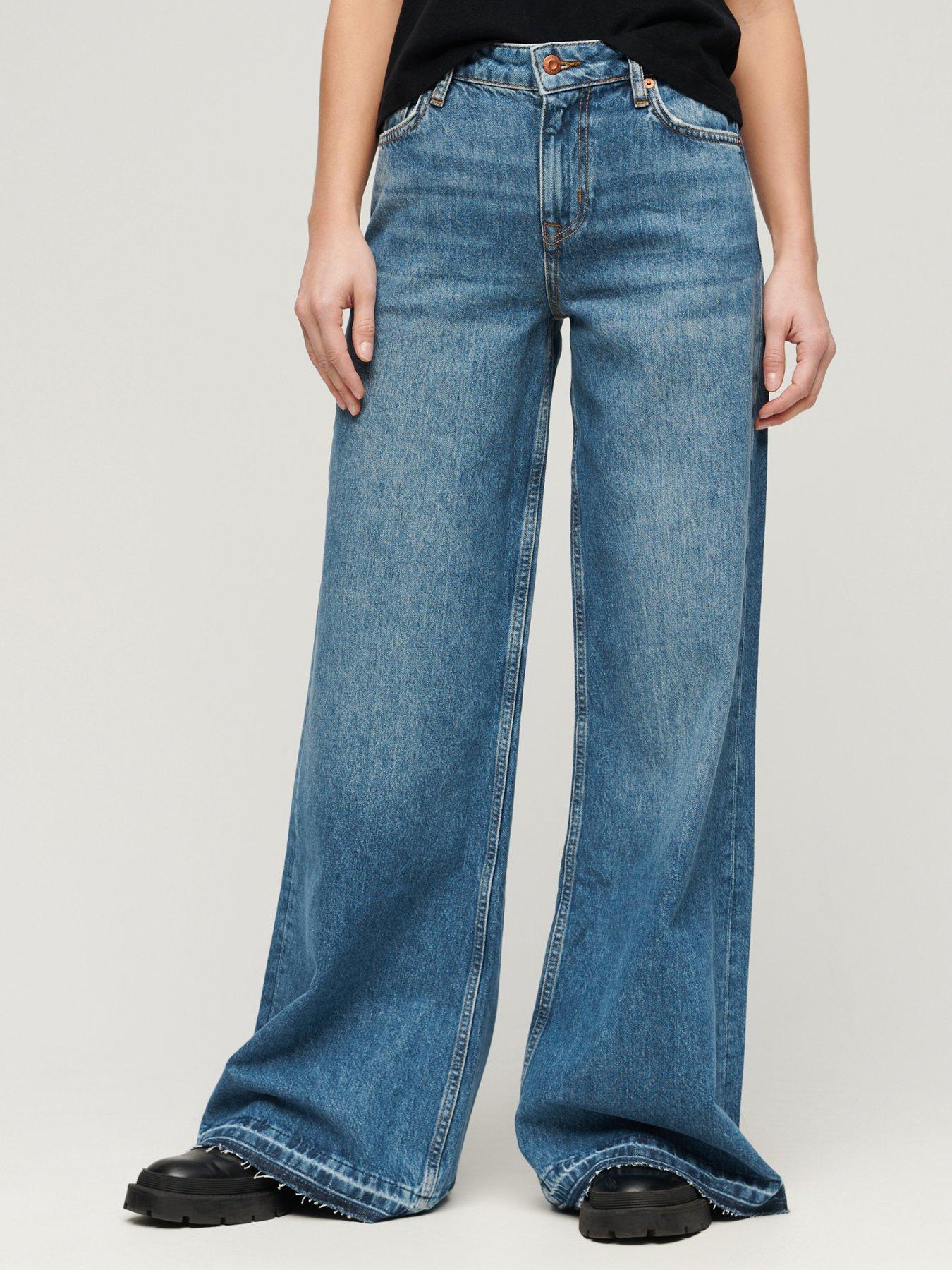 superdry-raw-hem-wide-leg-flare-jeans-blue