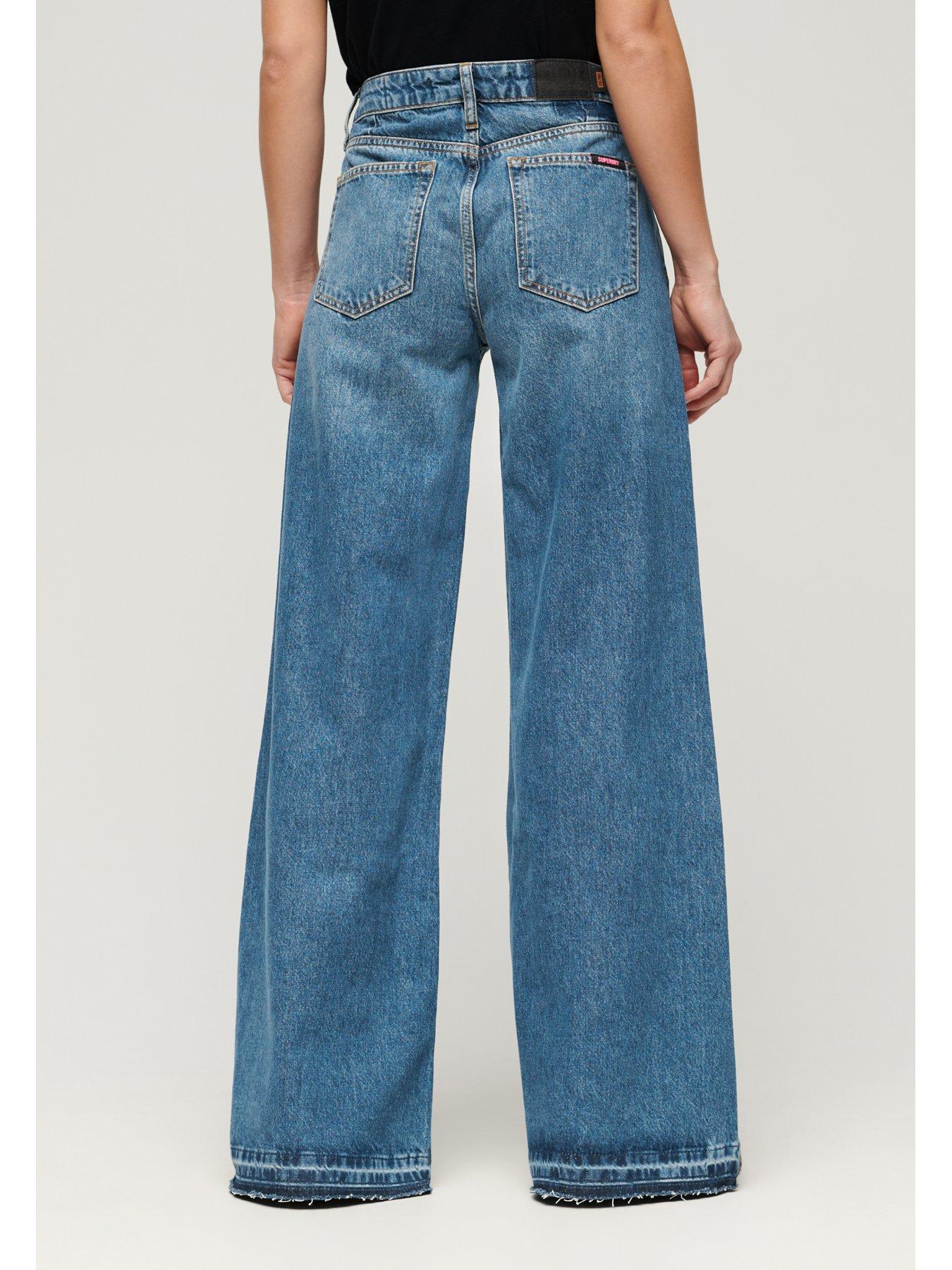 superdry-raw-hem-wide-leg-flare-jeans-bluestillFront