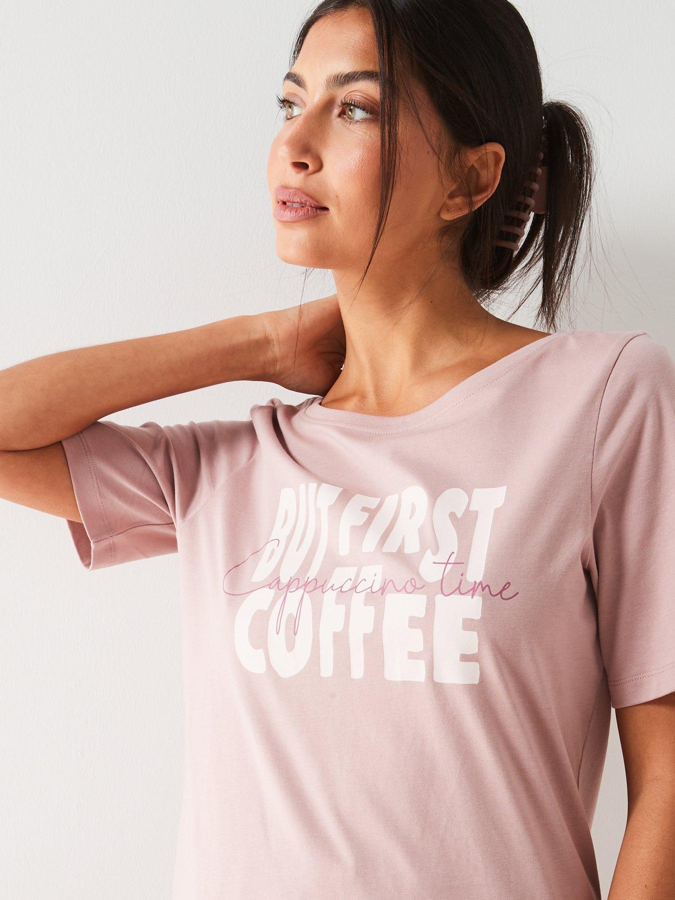 everyday-coffee-slogan-short-sleeve-short-pj-setoutfit