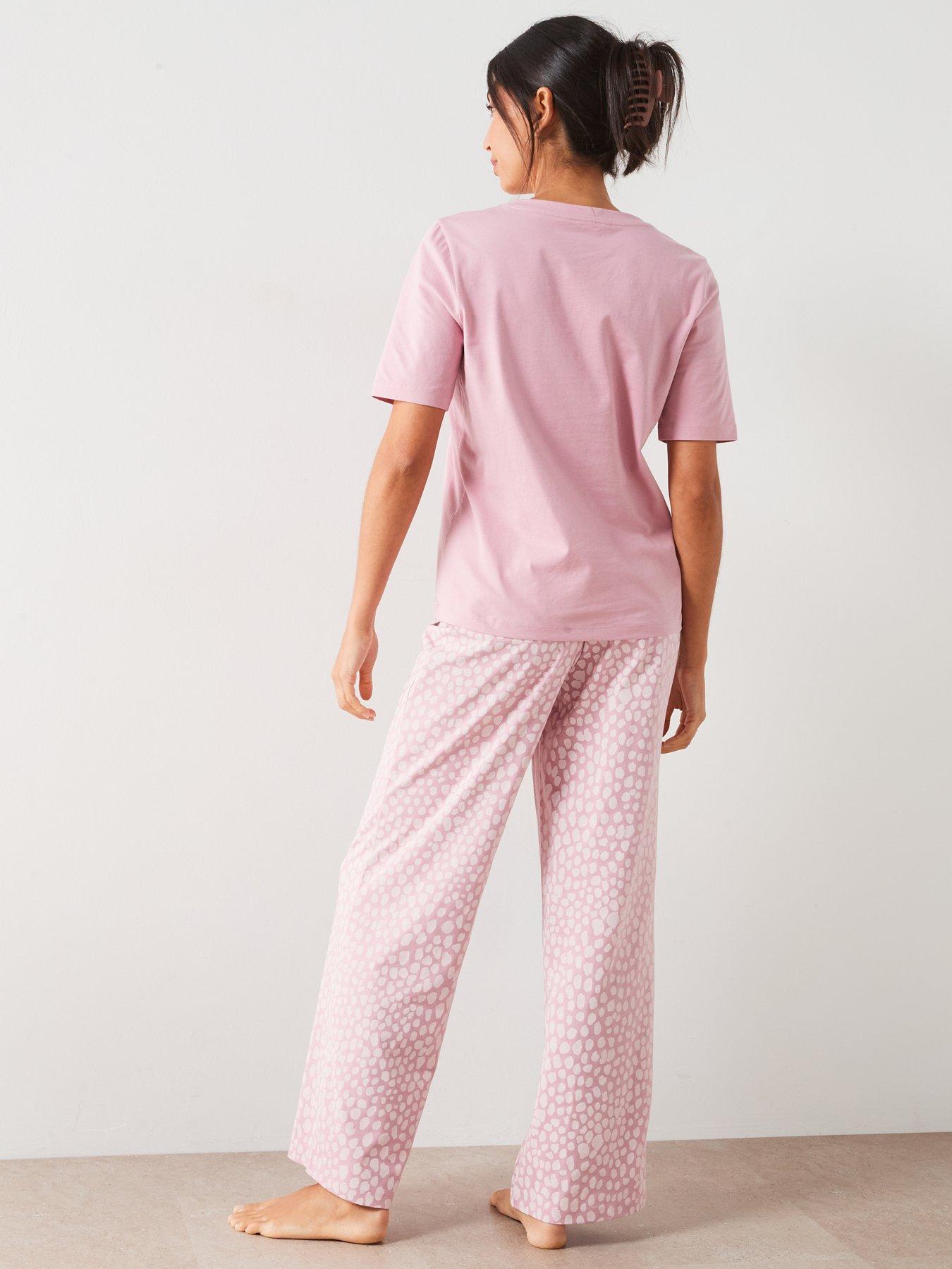 everyday-pink-animal-v-neck-short-sleeve-top-with-wide-leg-pj-setstillFront