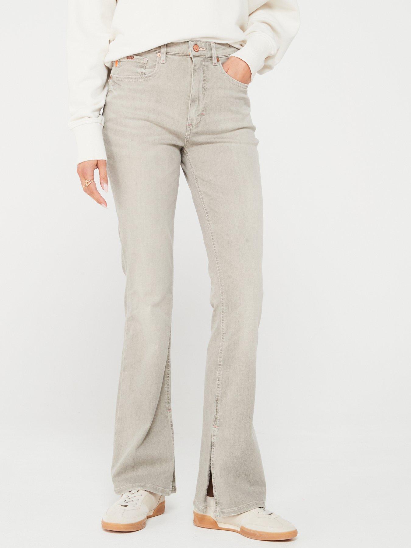 boss-rosa-high-rise-split-hem-flare-jeans-grey