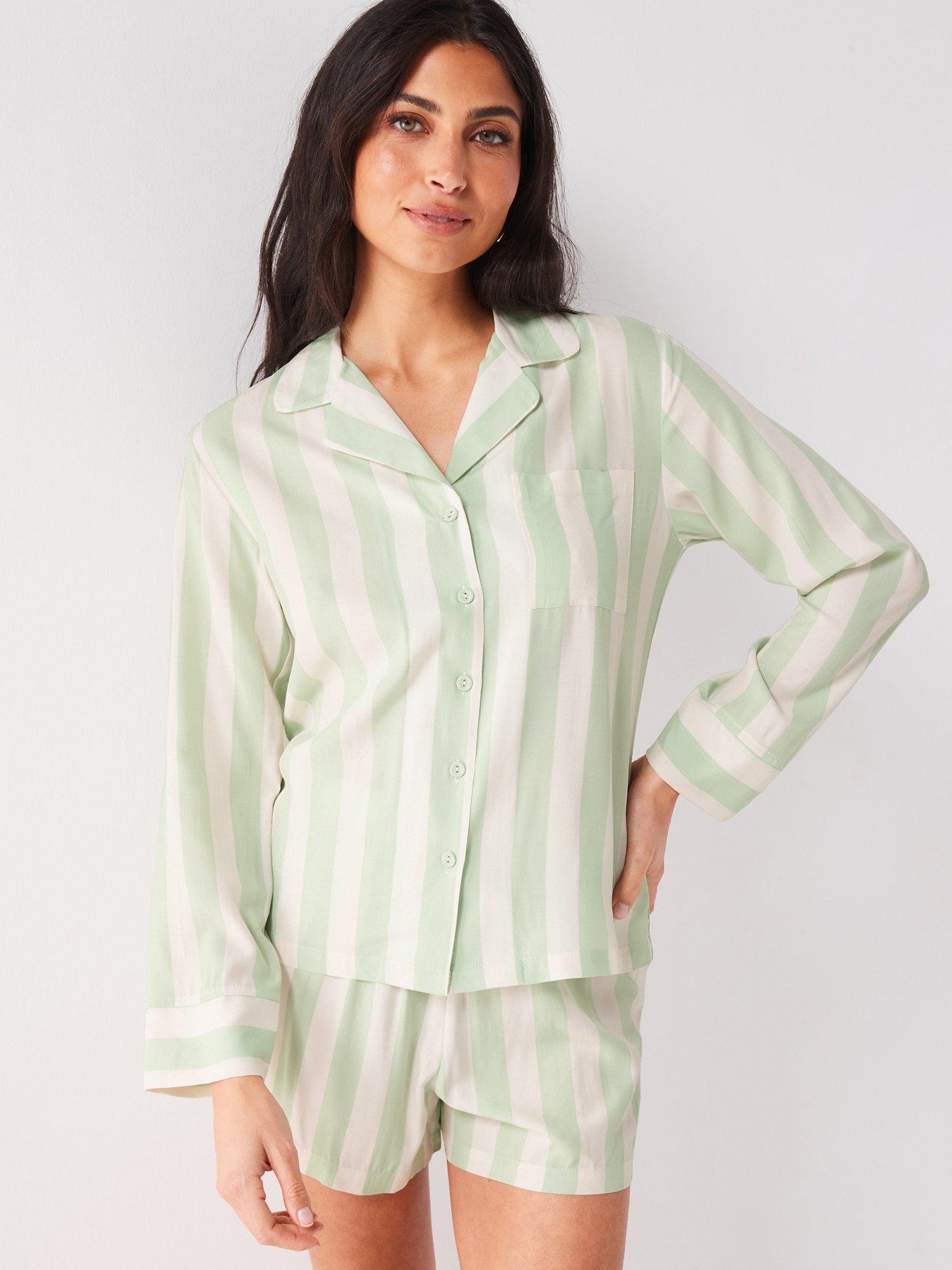 v-by-very-stripe-long-sleeve-revere-pj-short-set