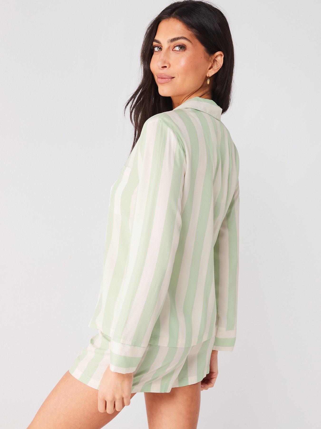 v-by-very-stripe-long-sleeve-revere-pj-short-setstillFront