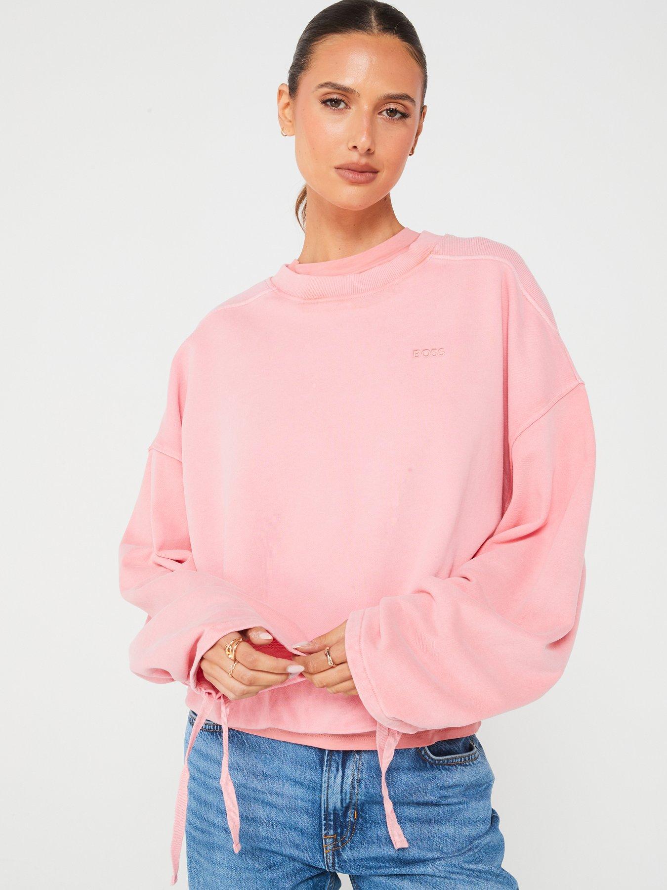 boss-efem-ruched-sleeve-bubble-hem-sweat-pink