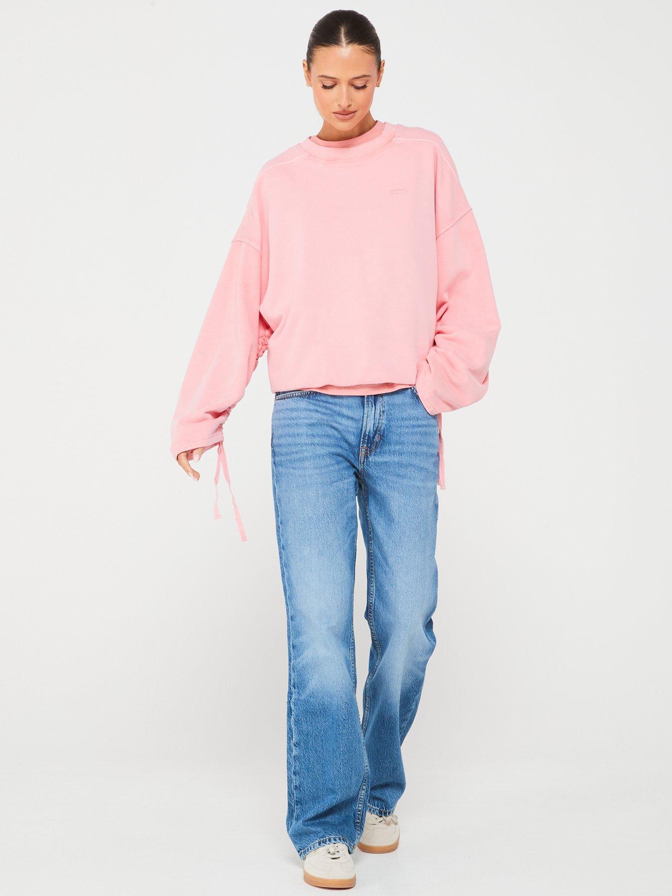 boss-efem-ruched-sleeve-bubble-hem-sweat-pinkback