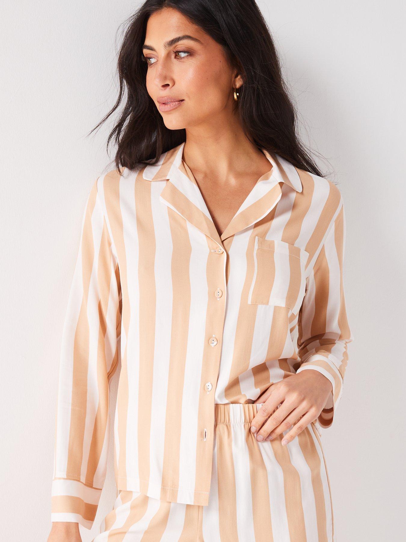 v-by-very-stripe-long-sleeve-short-revere-pj-set-brownoutfit