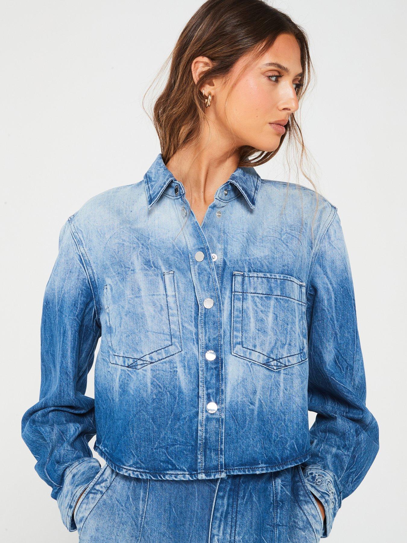 boss-cropped-denim-shirt-blue