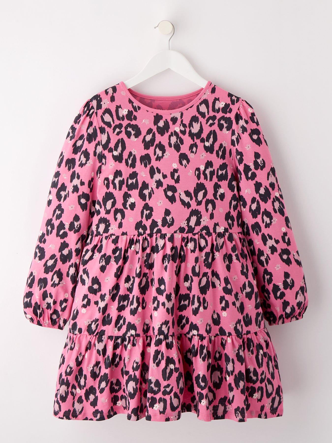 everyday-girls-long-sleeve-tiered-animal-dress-multi