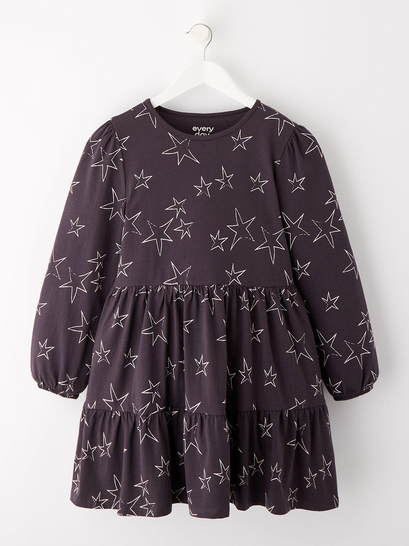 everyday-girls-long-sleeve-tiered-star-dress-multi