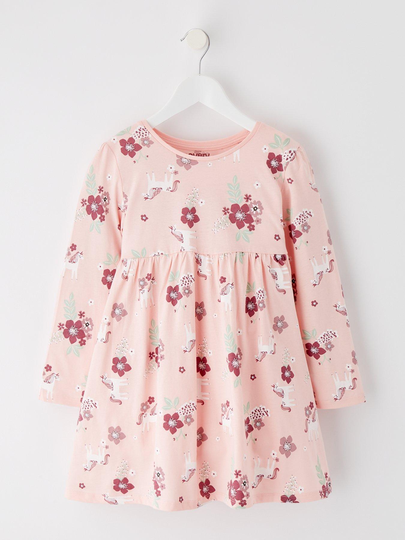 everyday-girls-long-sleeve-floral-unicorn-single-jersey-dress-multifront