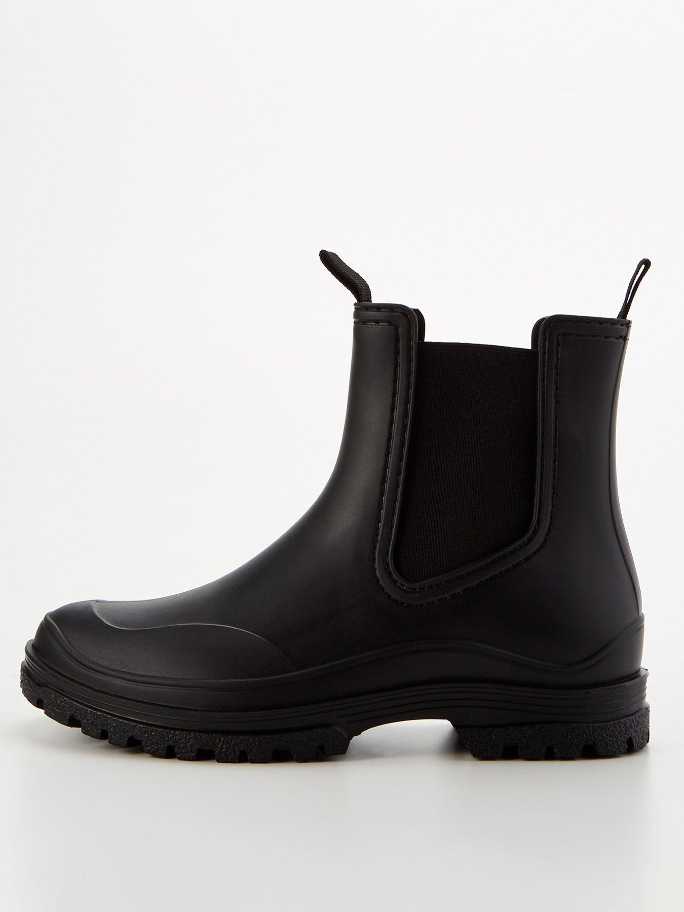 V by Very Chunky Ankle Wellies - Black