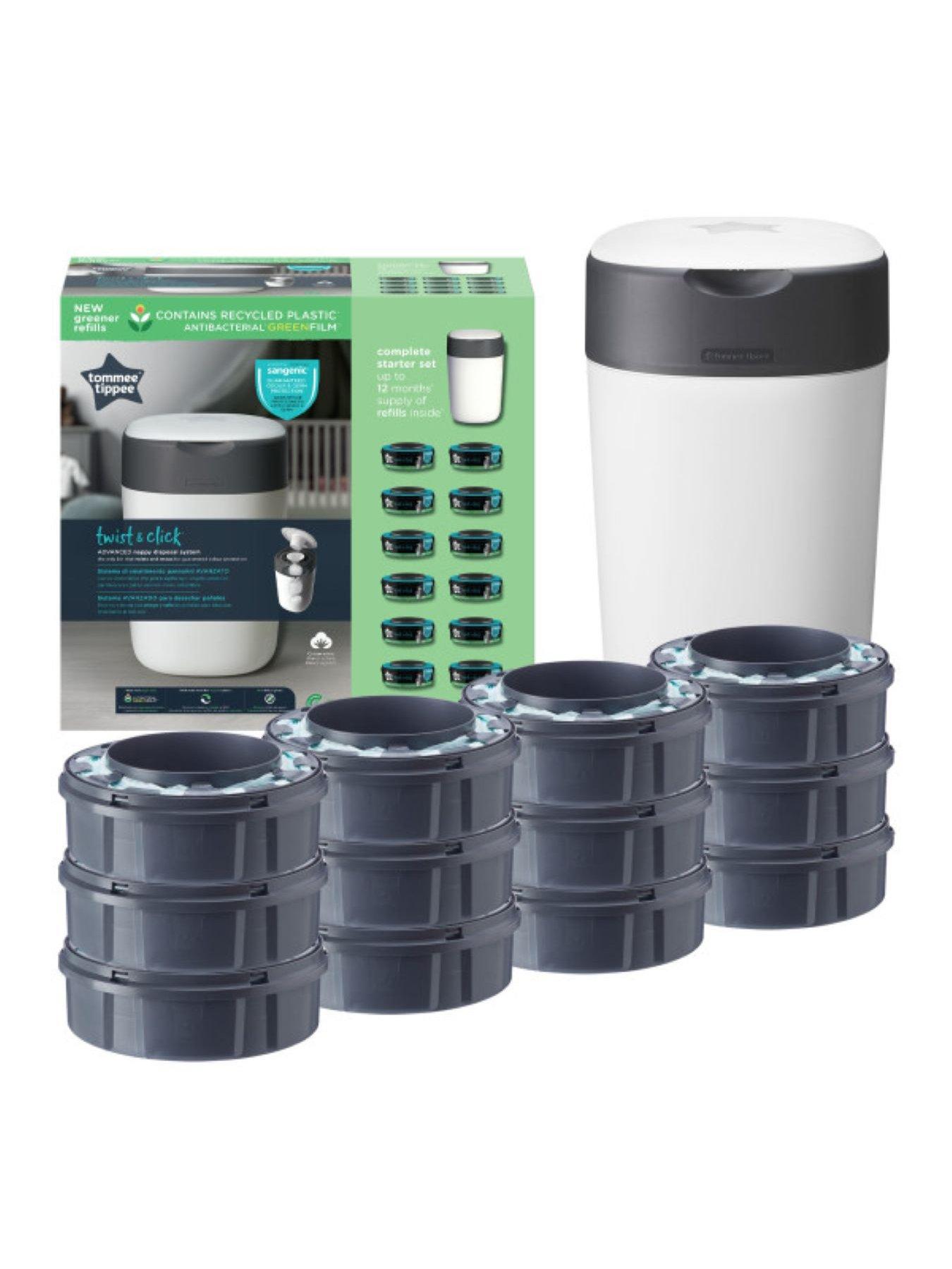 tommee-tippee-twist-amp-click-nappy-disposal-bin-withnbsp12-refill-cassettes
