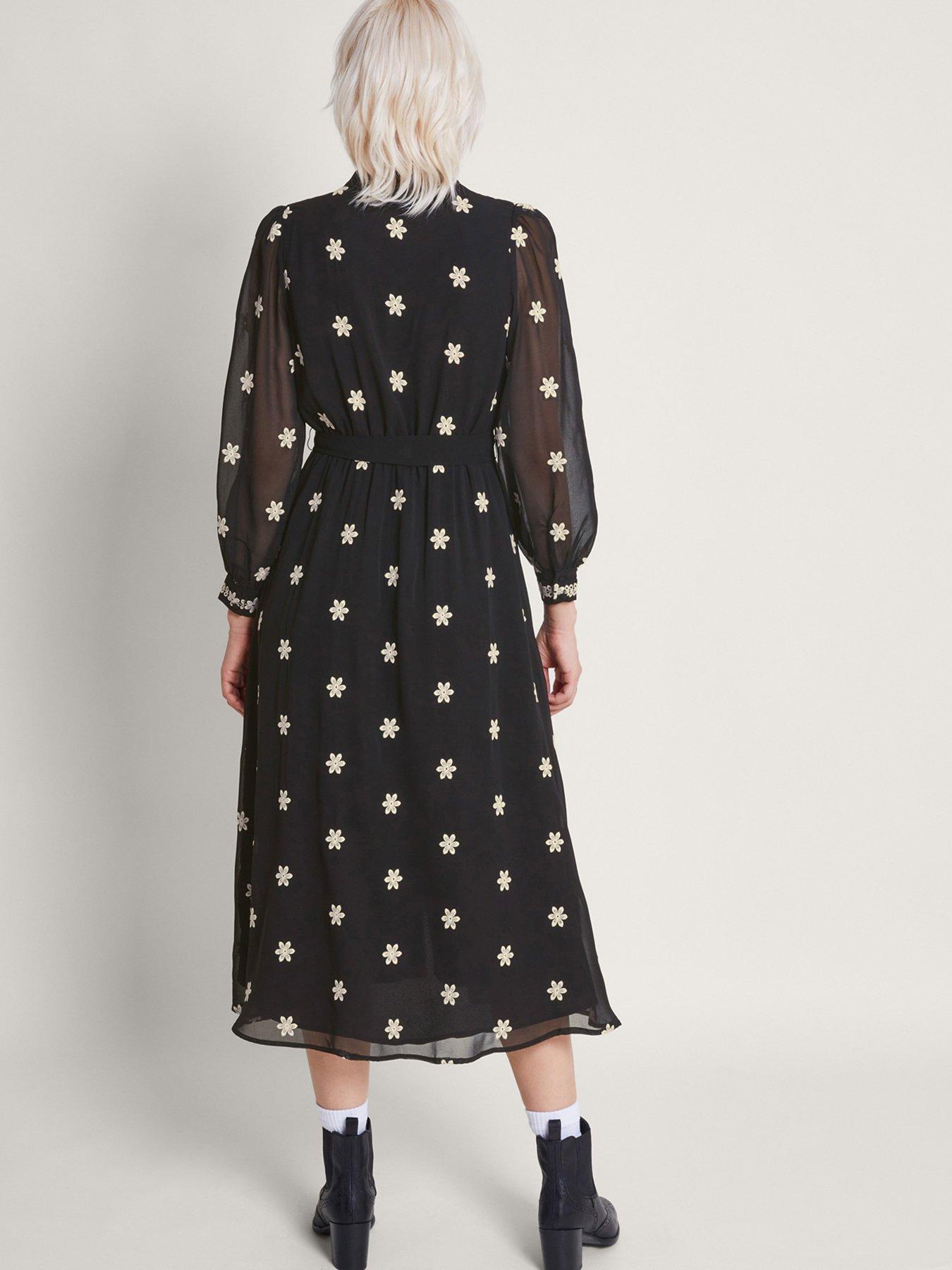 Image 2 of 6 of Monsoon Flori Emb Shirt Dres - Black