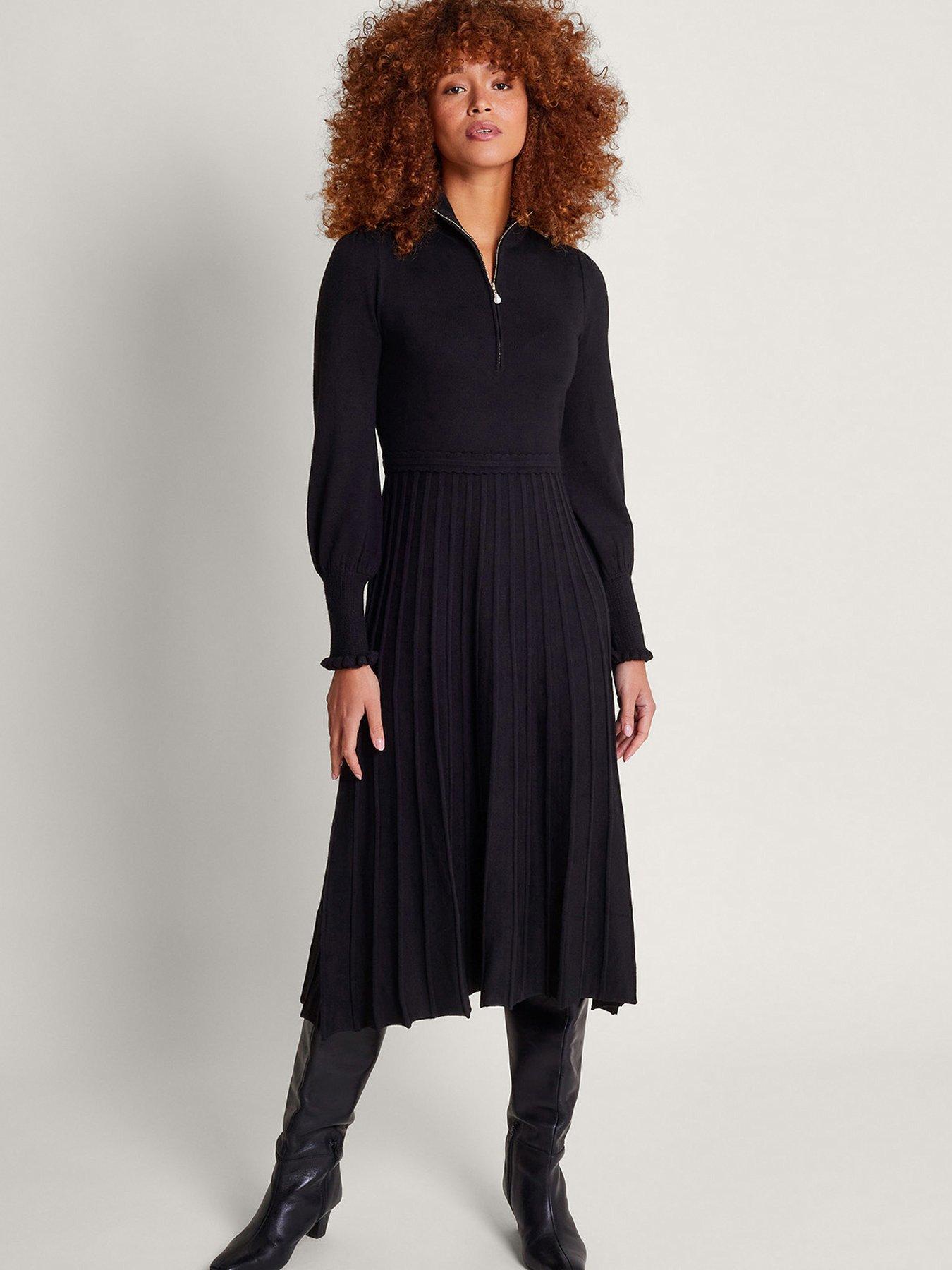 monsoon-zoey-zip-midi-dress-black