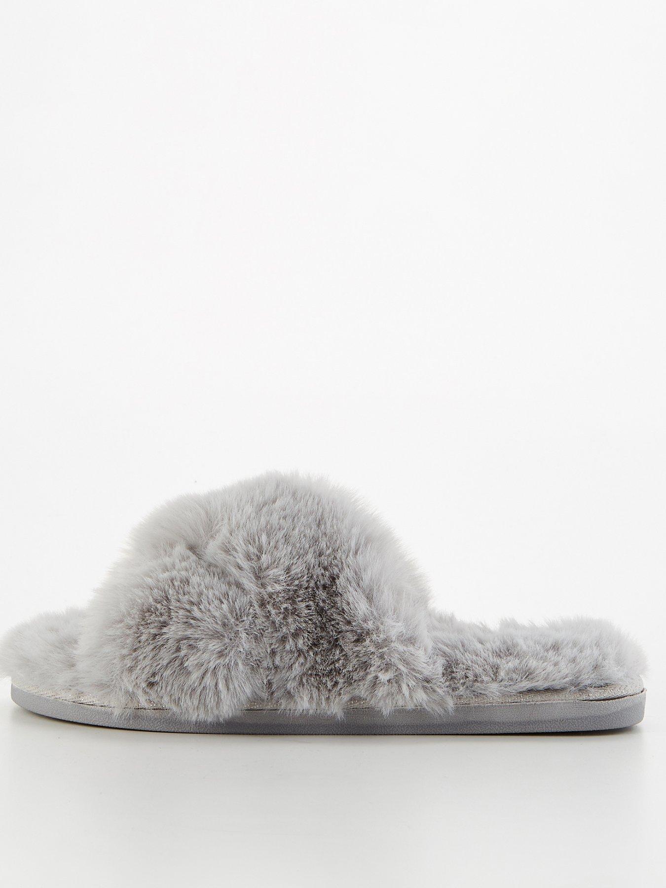 everyday-fluffy-cross-knot-slider-slipper-grey