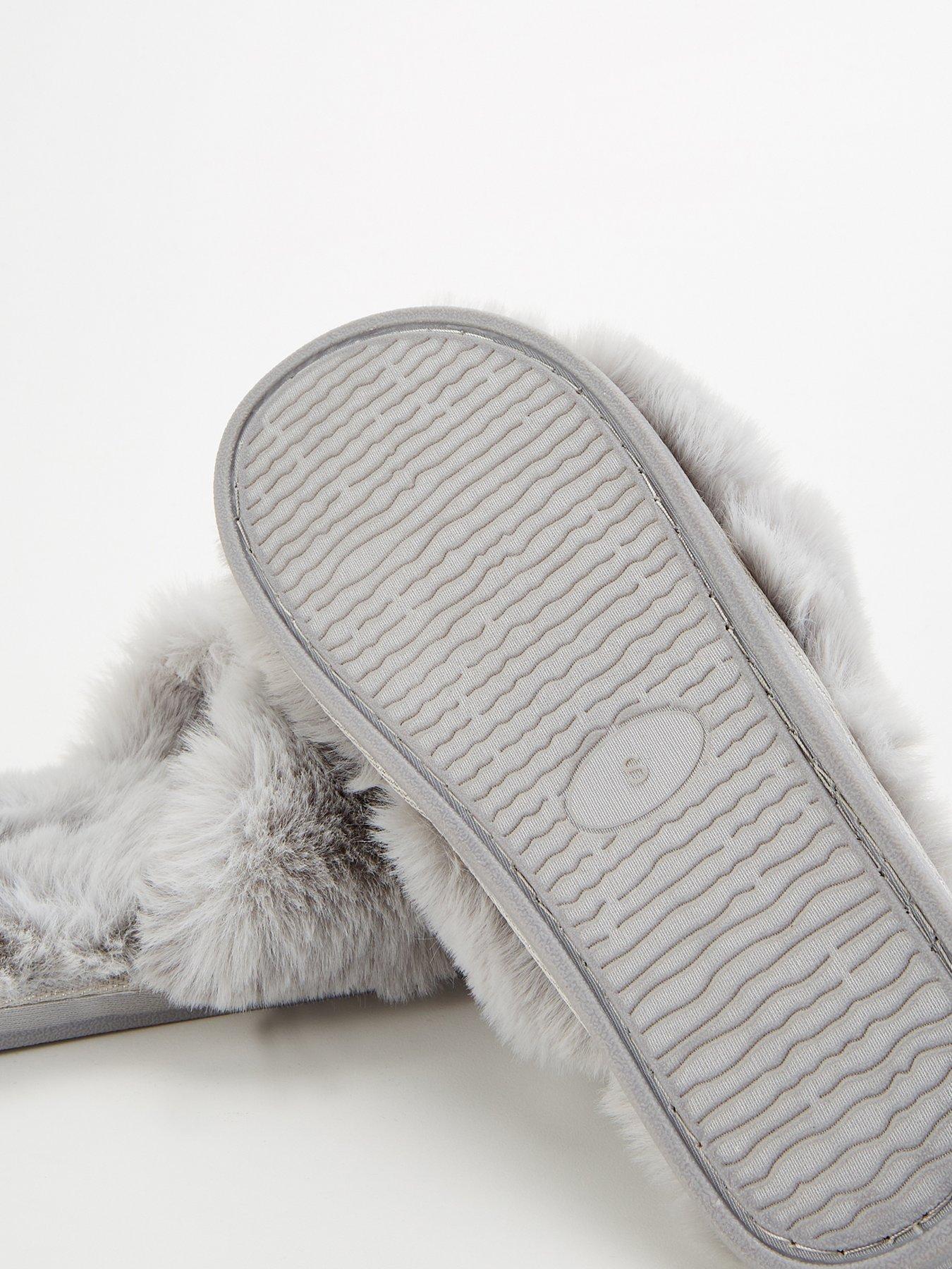 everyday-fluffy-cross-knot-slider-slipper-greydetail