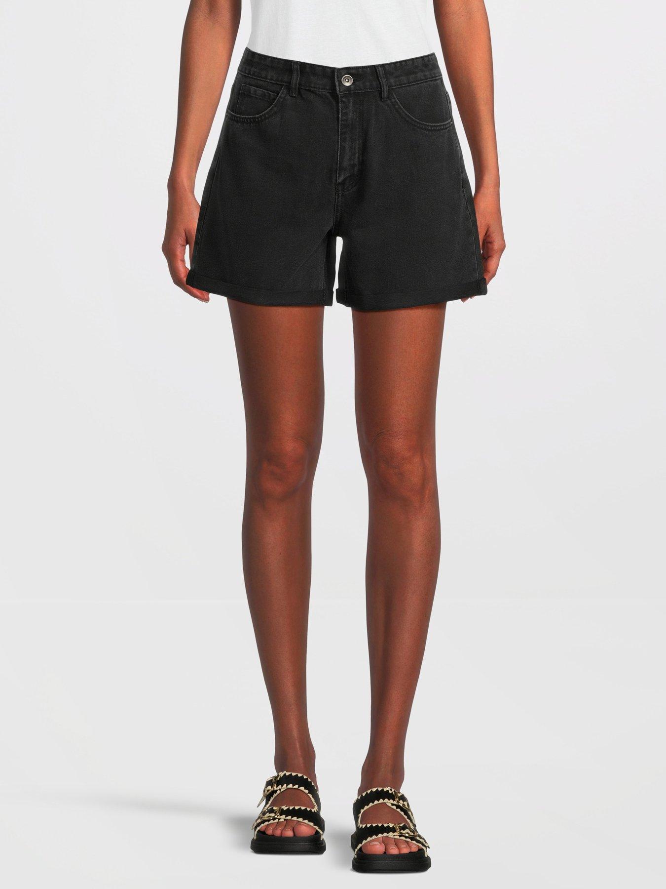 only-high-waisted-mom-denim-shorts-black