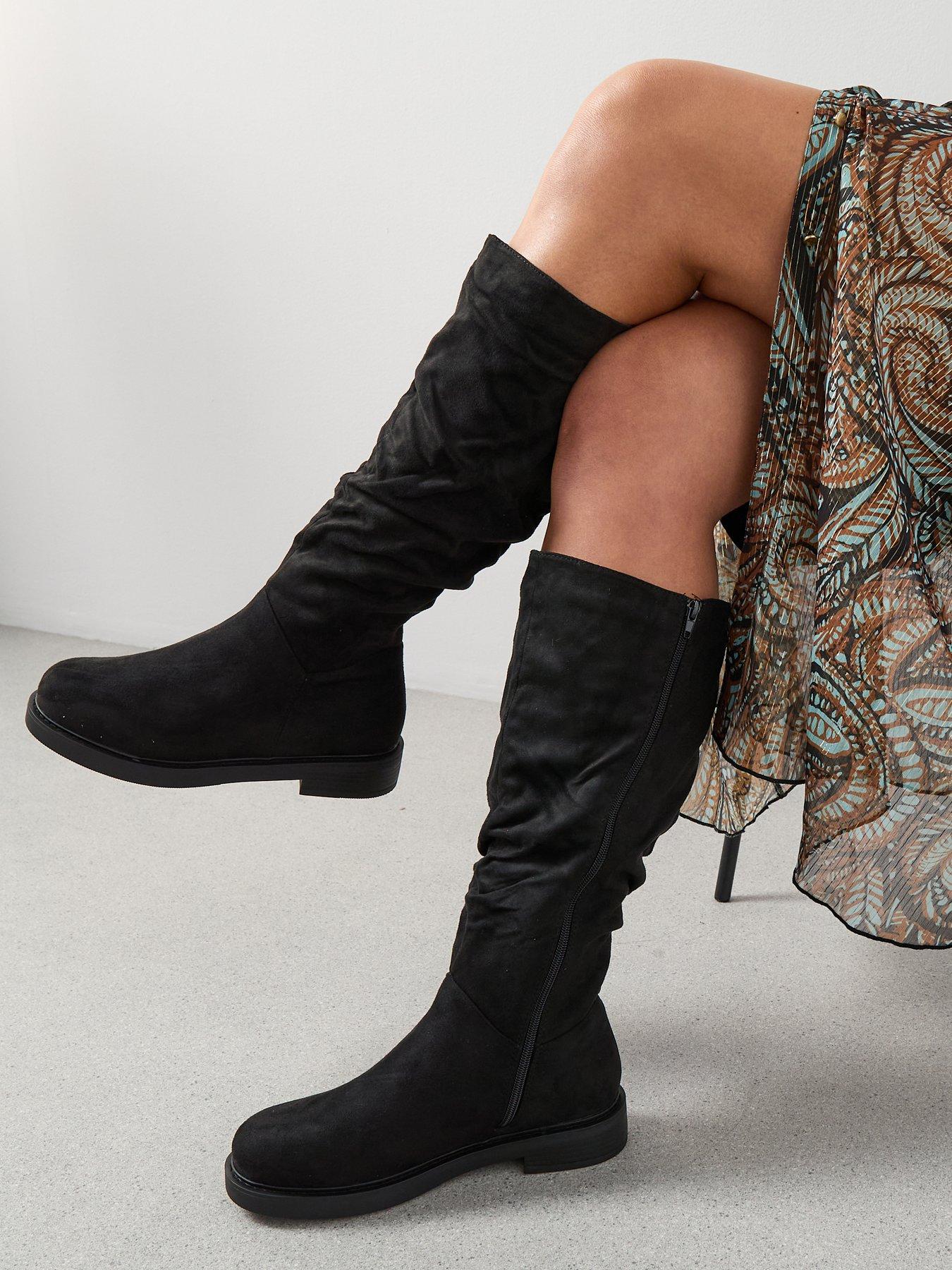 Image 1 of 7 of The Very Collection Extra Wide Fit Comfort Slouch Knee Boots