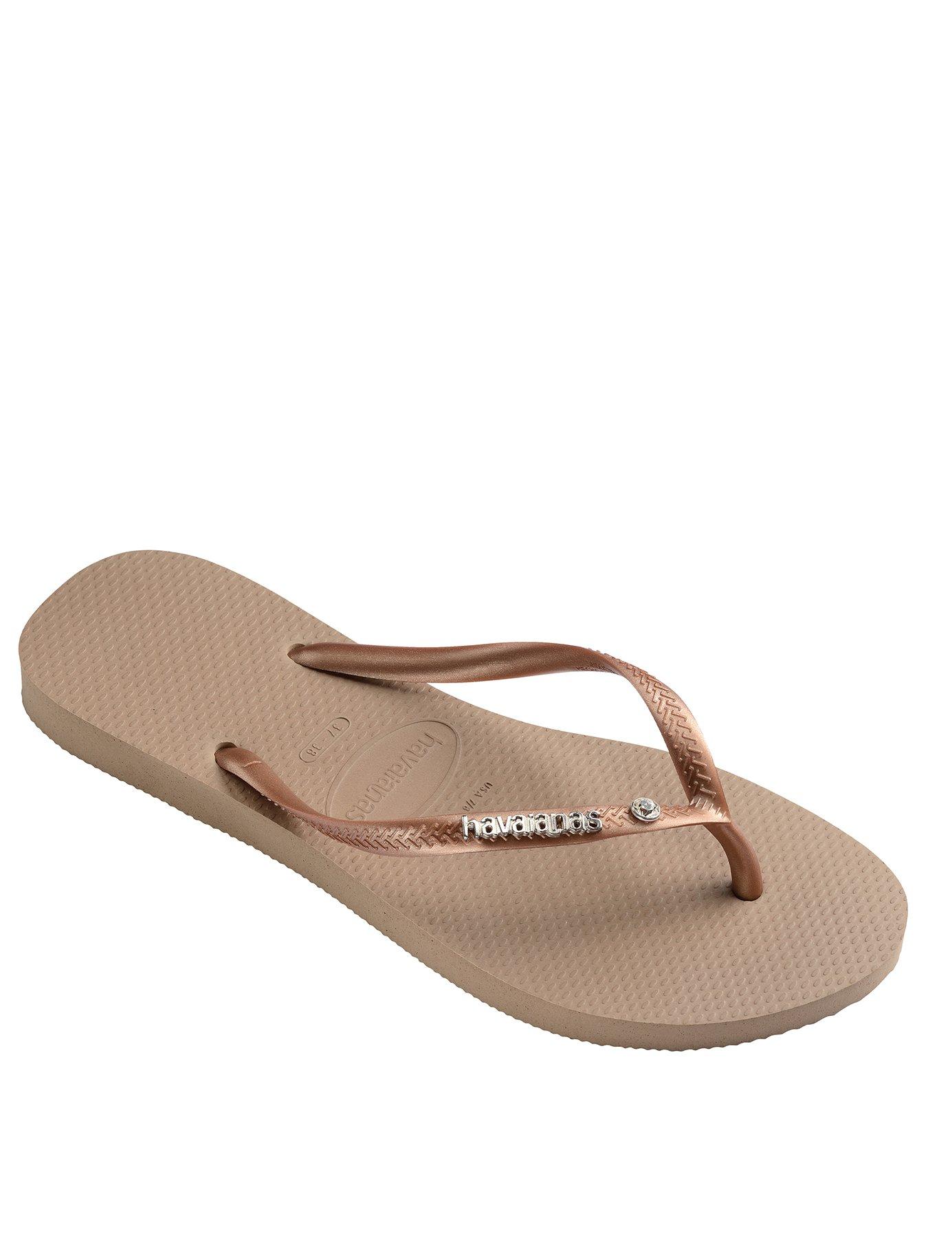 Havaianas Slim Metal Logo Crystal Flip Flop Rose Gold Very Ireland