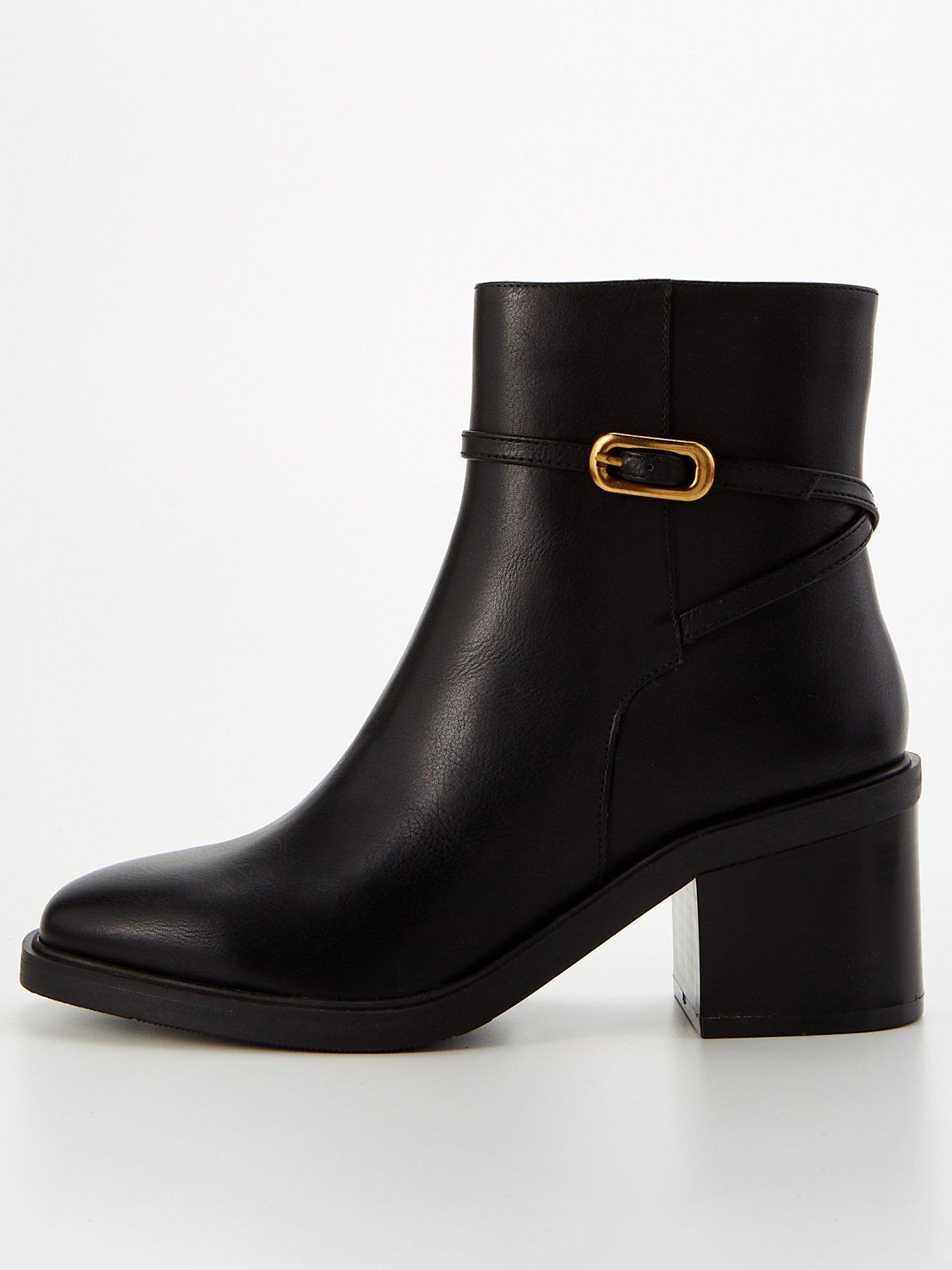Image of V by Very Wide Fit Block Heel Ankle Boot With Zip - Black