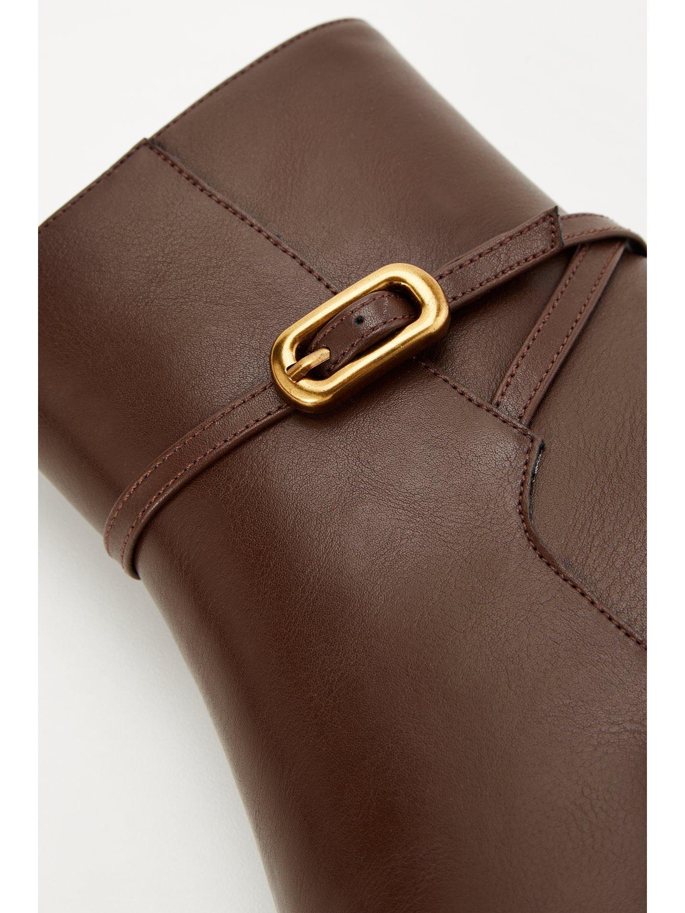 Image 6 of 7 of V by Very Wide Fit Block Heel Ankle Boot With Zip - Brown