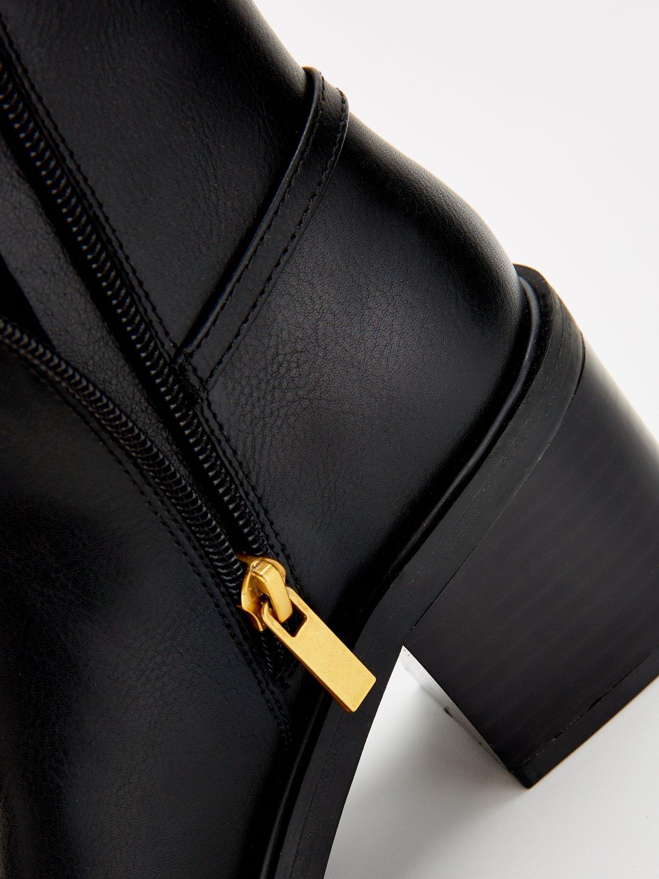 Image 7 of 7 of V by Very Double Buckle Block Heel Ankle Boot - Black