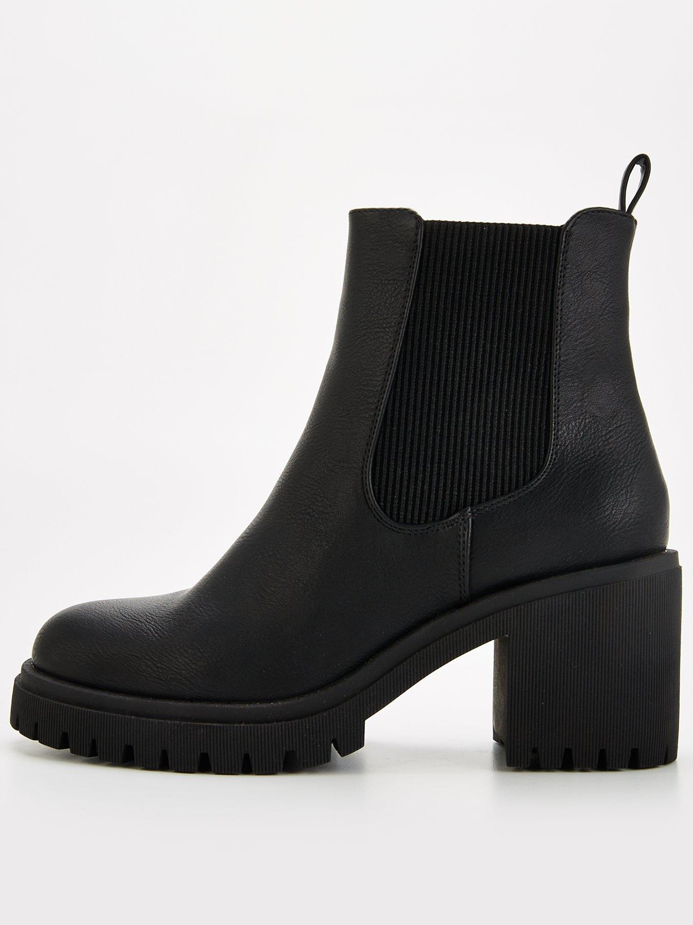 Image of V by Very Wide Block Heel Chunky Chelsea Ankle Boot - Black