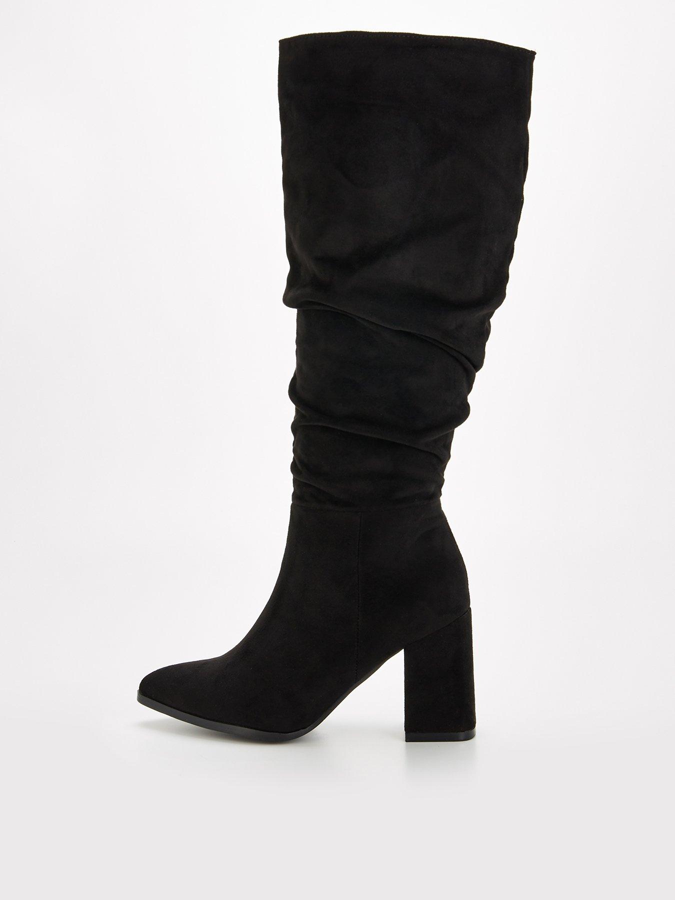 Image 1 of 7 of V by Very Standard Fit Knee High Slouch Boot With Wider Fitting Calf - Black