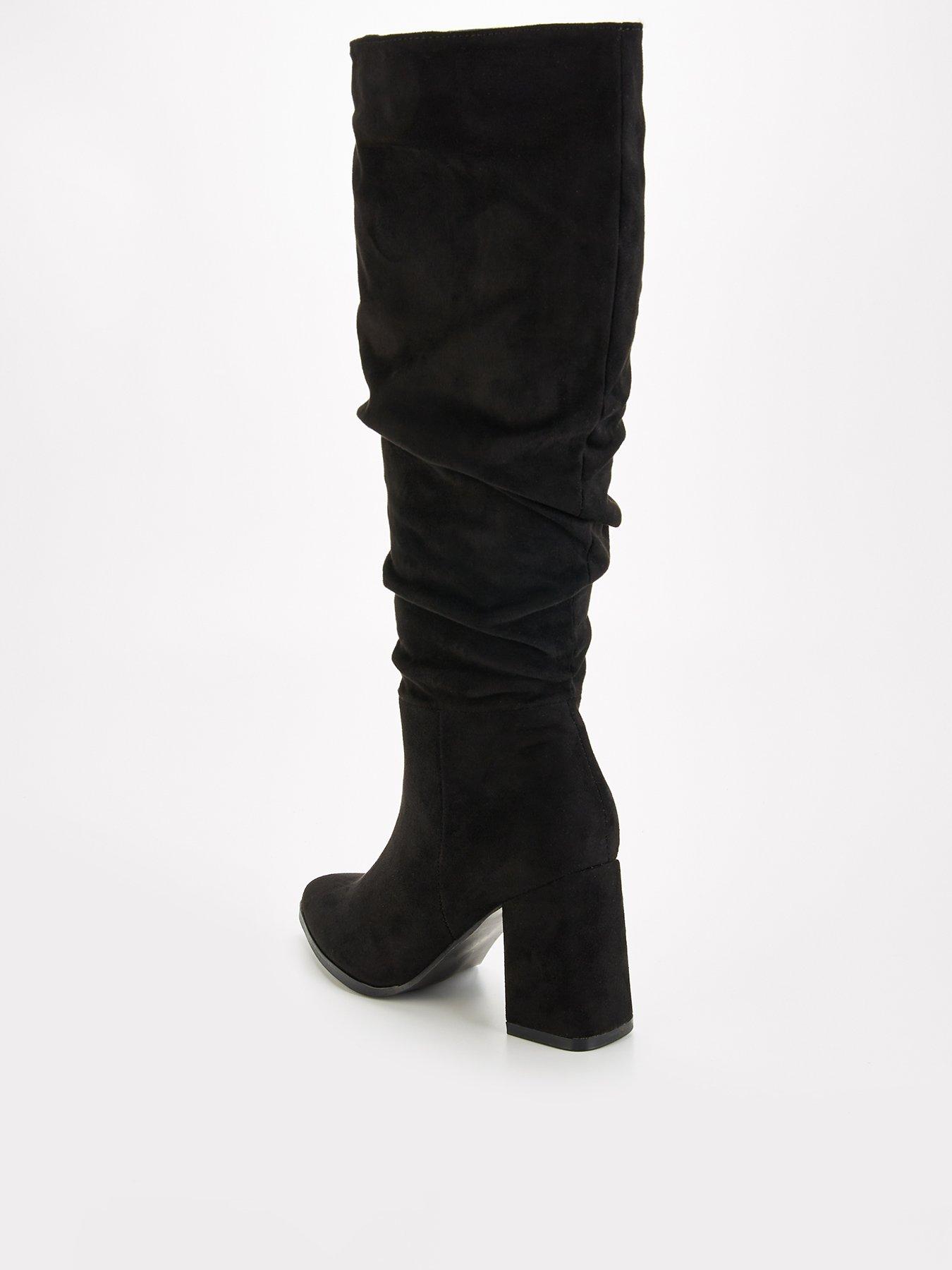 Image 3 of 7 of V by Very Standard Fit Knee High Slouch Boot With Wider Fitting Calf - Black