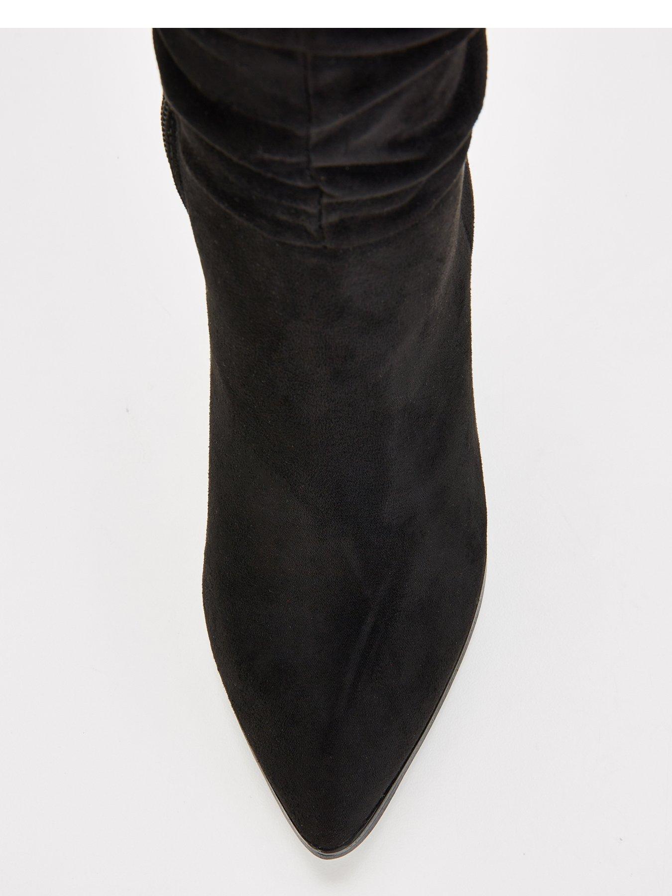Image 4 of 7 of V by Very Standard Fit Knee High Slouch Boot With Wider Fitting Calf - Black