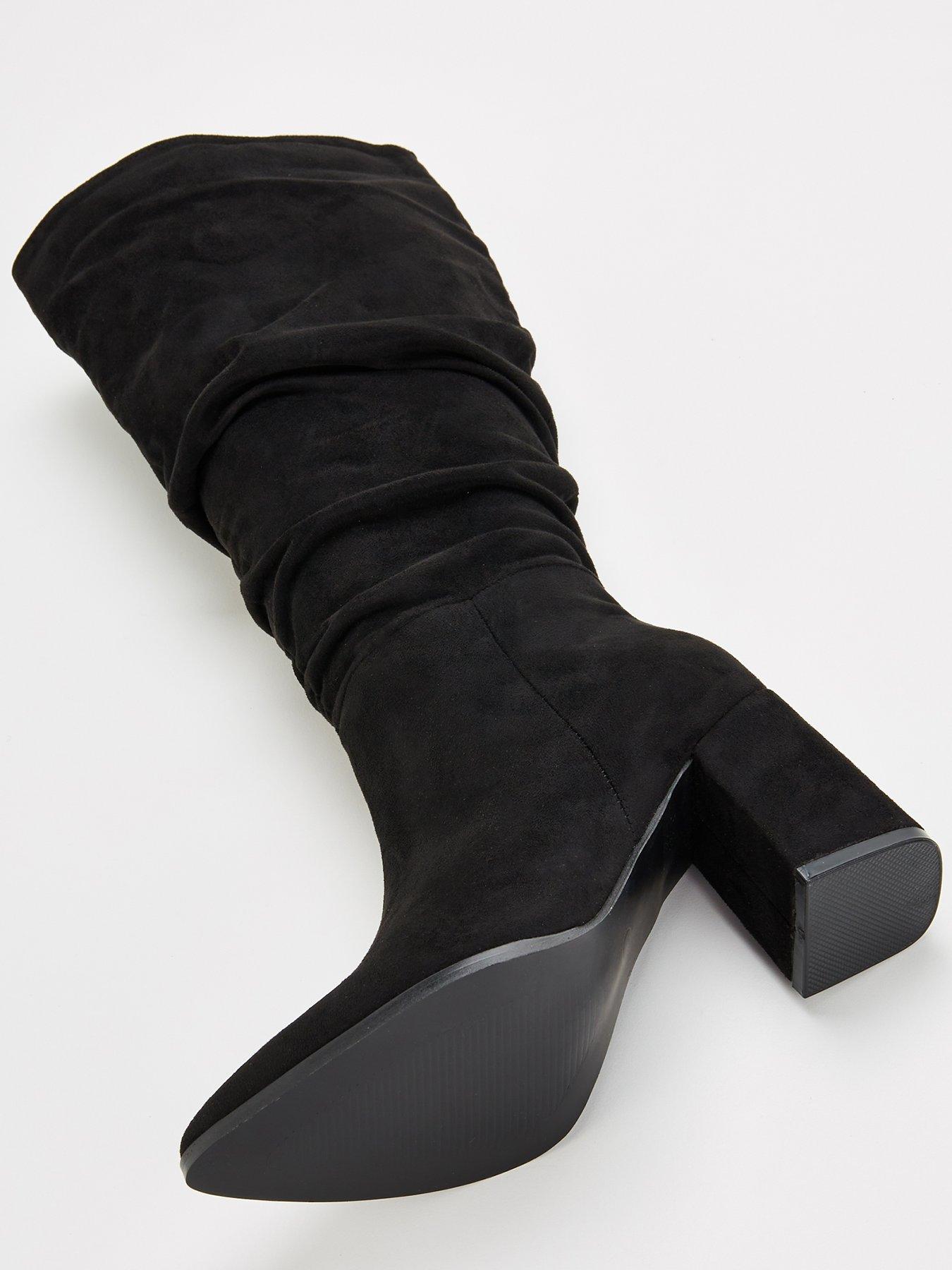 Image 5 of 7 of V by Very Standard Fit Knee High Slouch Boot With Wider Fitting Calf - Black