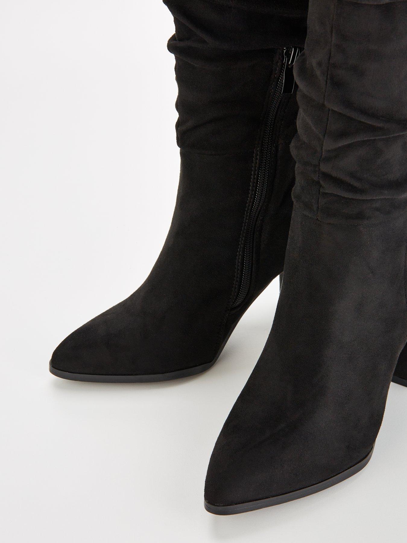Image 6 of 7 of V by Very Standard Fit Knee High Slouch Boot With Wider Fitting Calf - Black