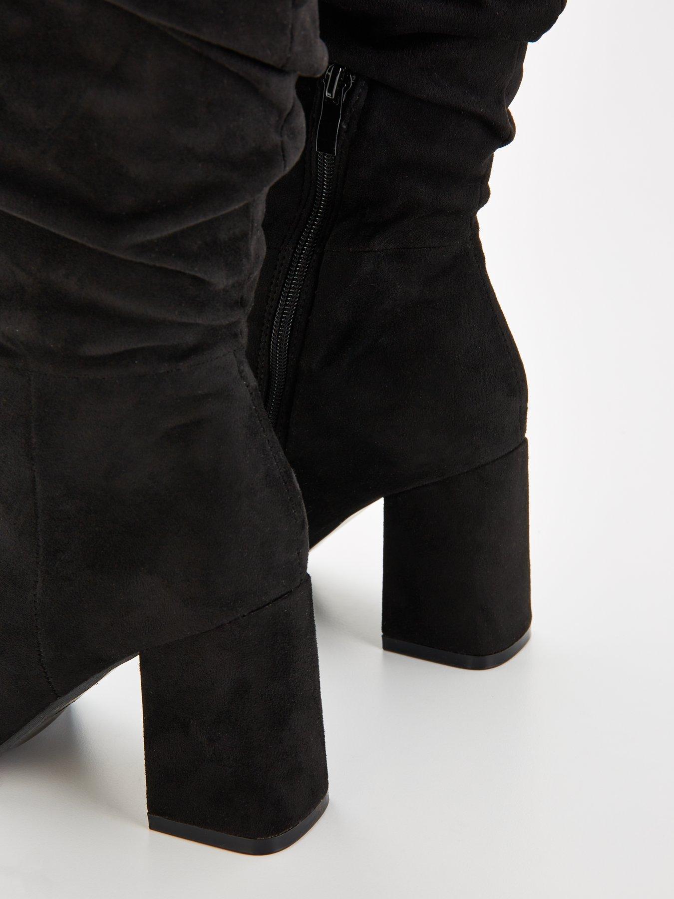 Image 7 of 7 of V by Very Standard Fit Knee High Slouch Boot With Wider Fitting Calf - Black